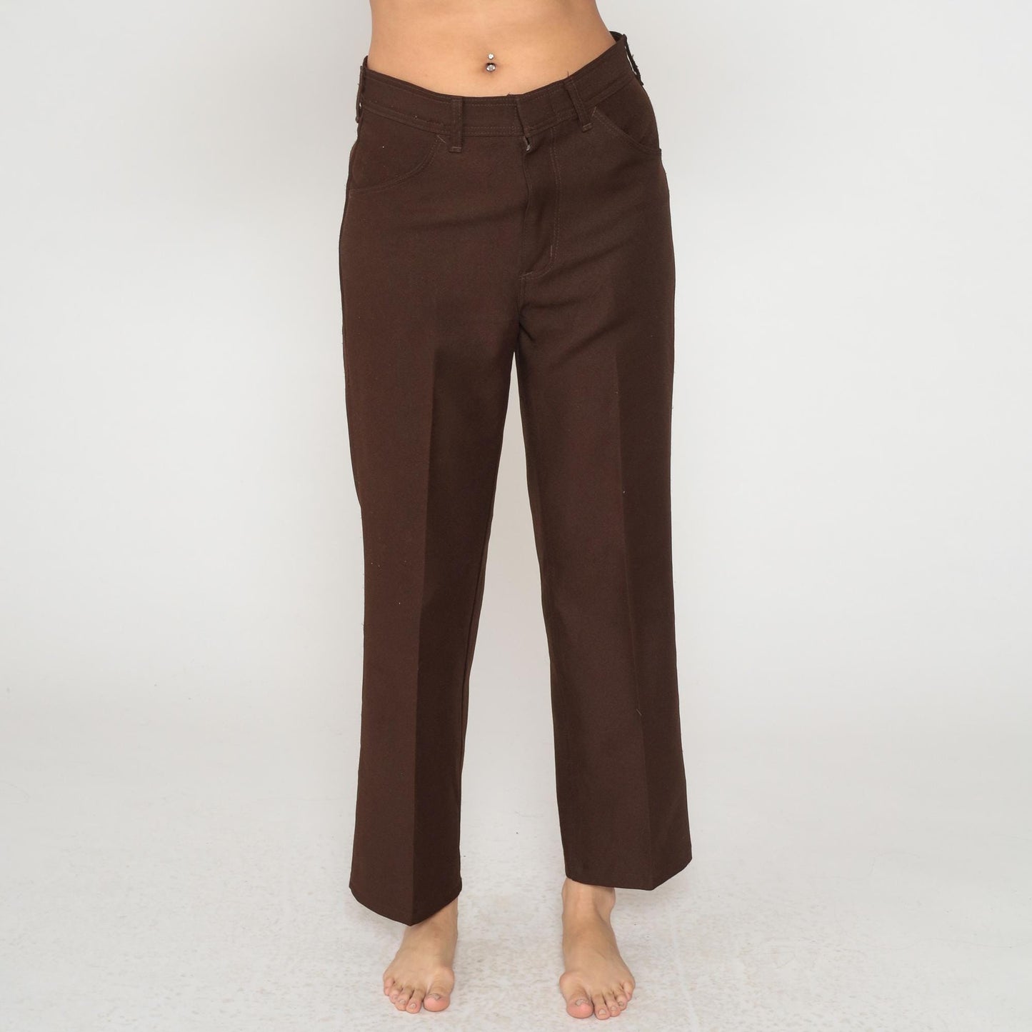 70s Sportabouts Brown Straight Leg Trousers High Waisted Large L