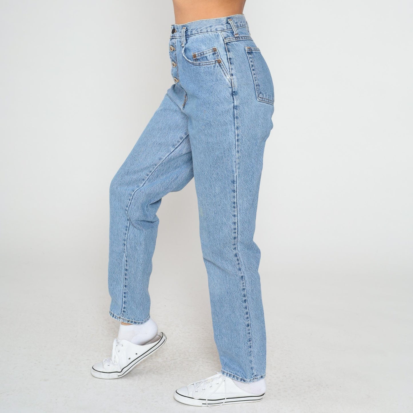 90s Enuf Internationale High-Waisted Mom Jeans Light Wash Button Fly Medium