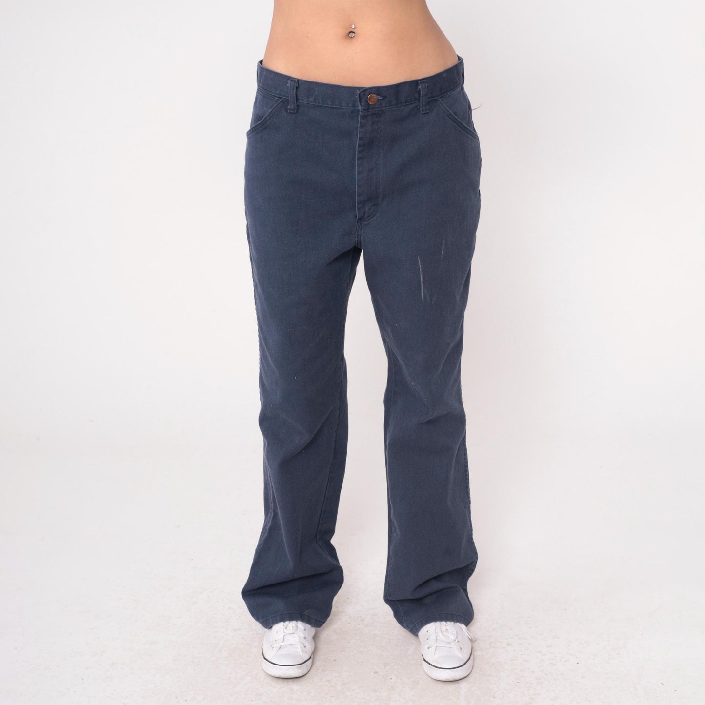 90s Big Ben Navy Carpenter Work Pants Straight Leg High Rise Cotton Extra Large