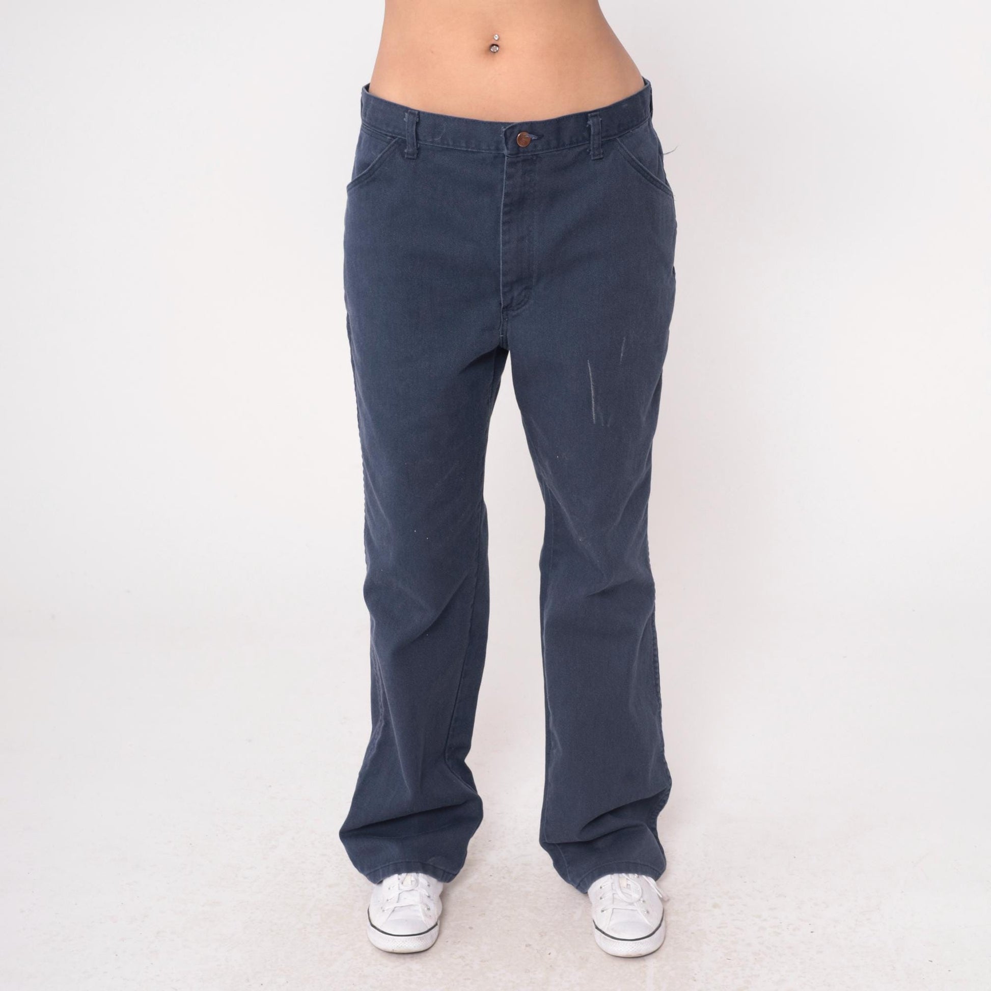 90s Big Ben Navy Carpenter Work Pants Straight Leg High Rise Cotton Extra Large