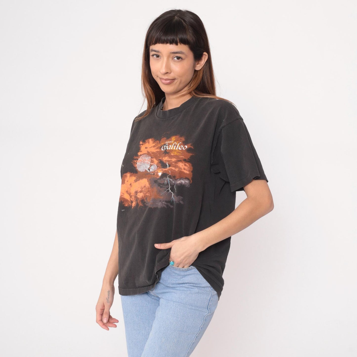90s Project Galileo Space Mission Graphic Tee Black Large L