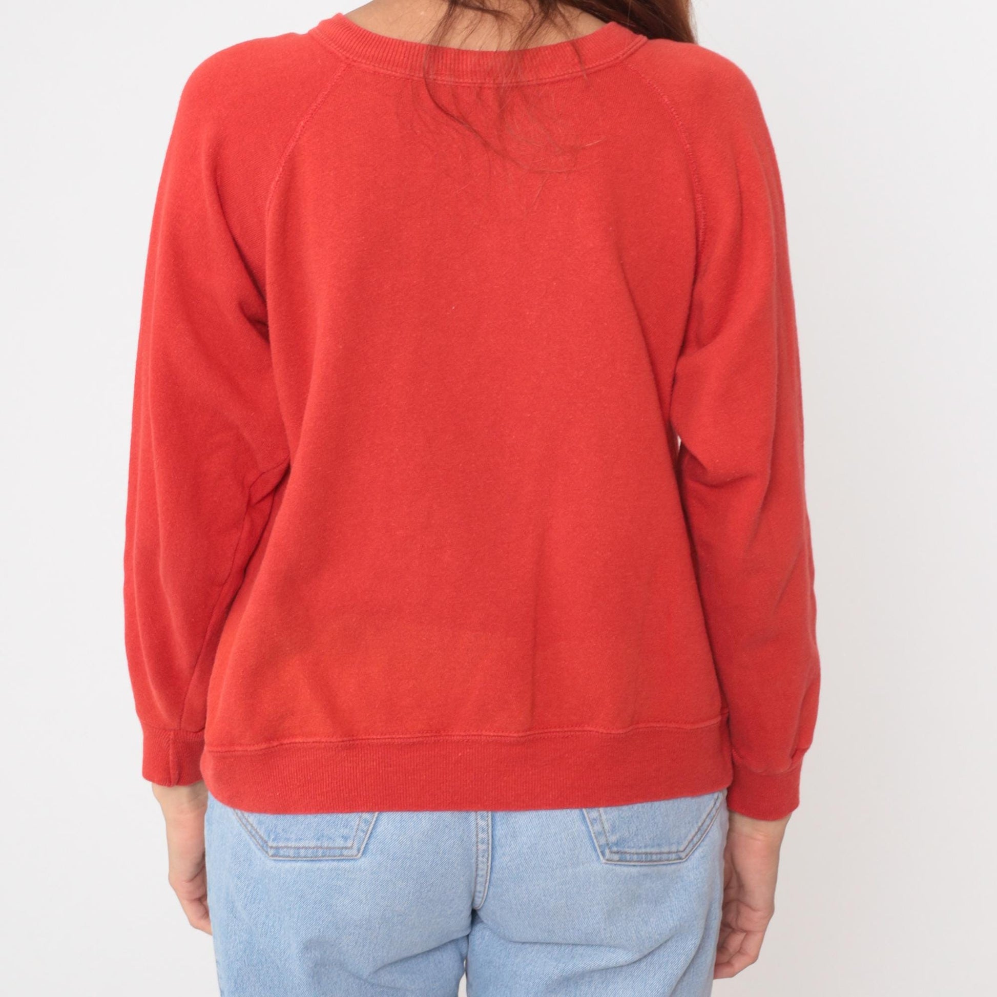 80s Santa Claus New Orleans Red Raglan Sweatshirt Christmas Graphic Medium