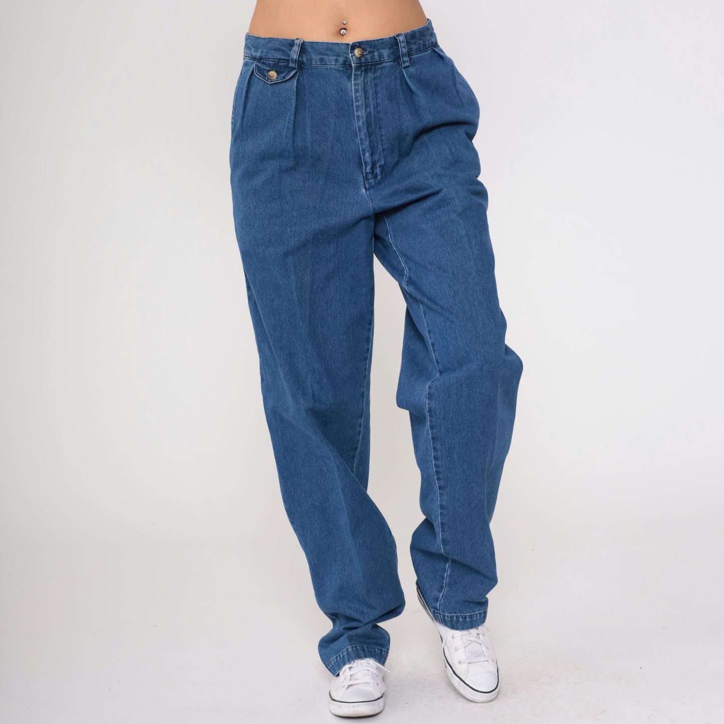 90s Nautica High Waisted Pleated Denim Jeans Blue Tapered Cuff Large