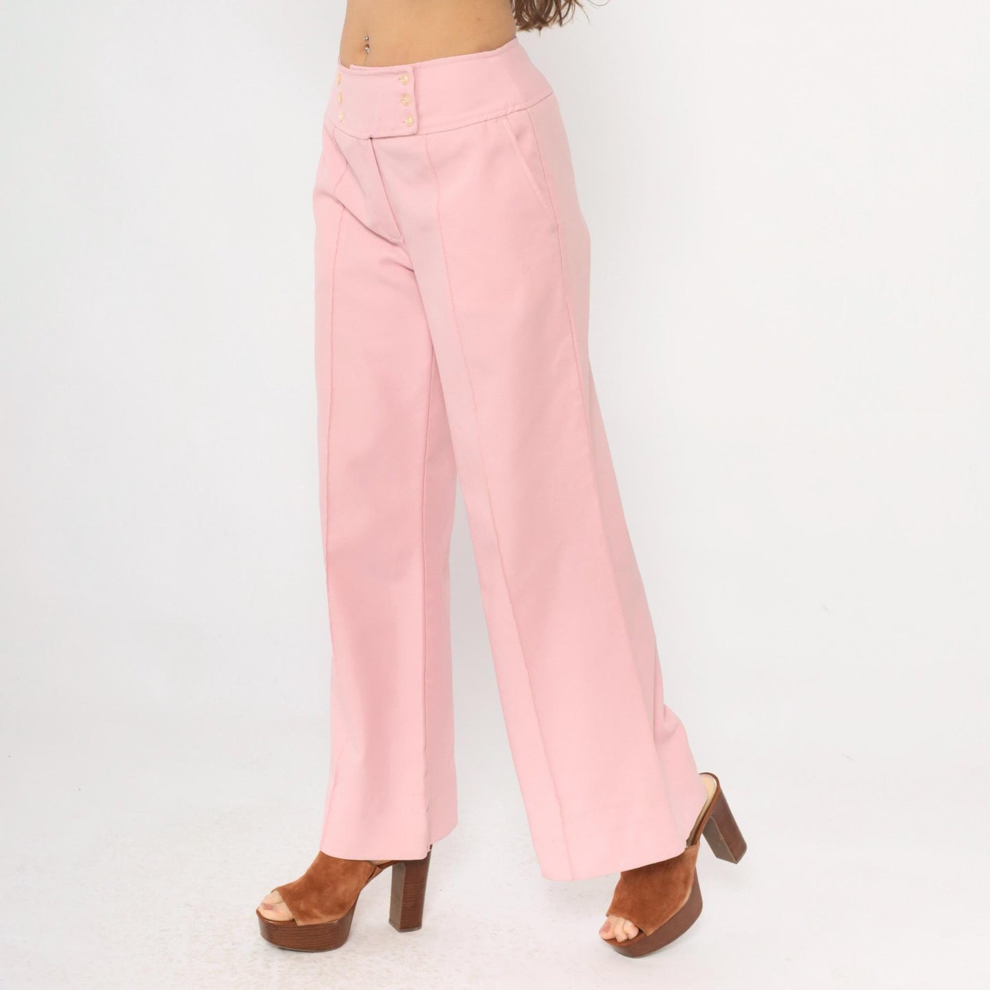 70s Sears Jr Bazaar Pink High Waisted Bell Bottom Pants Small
