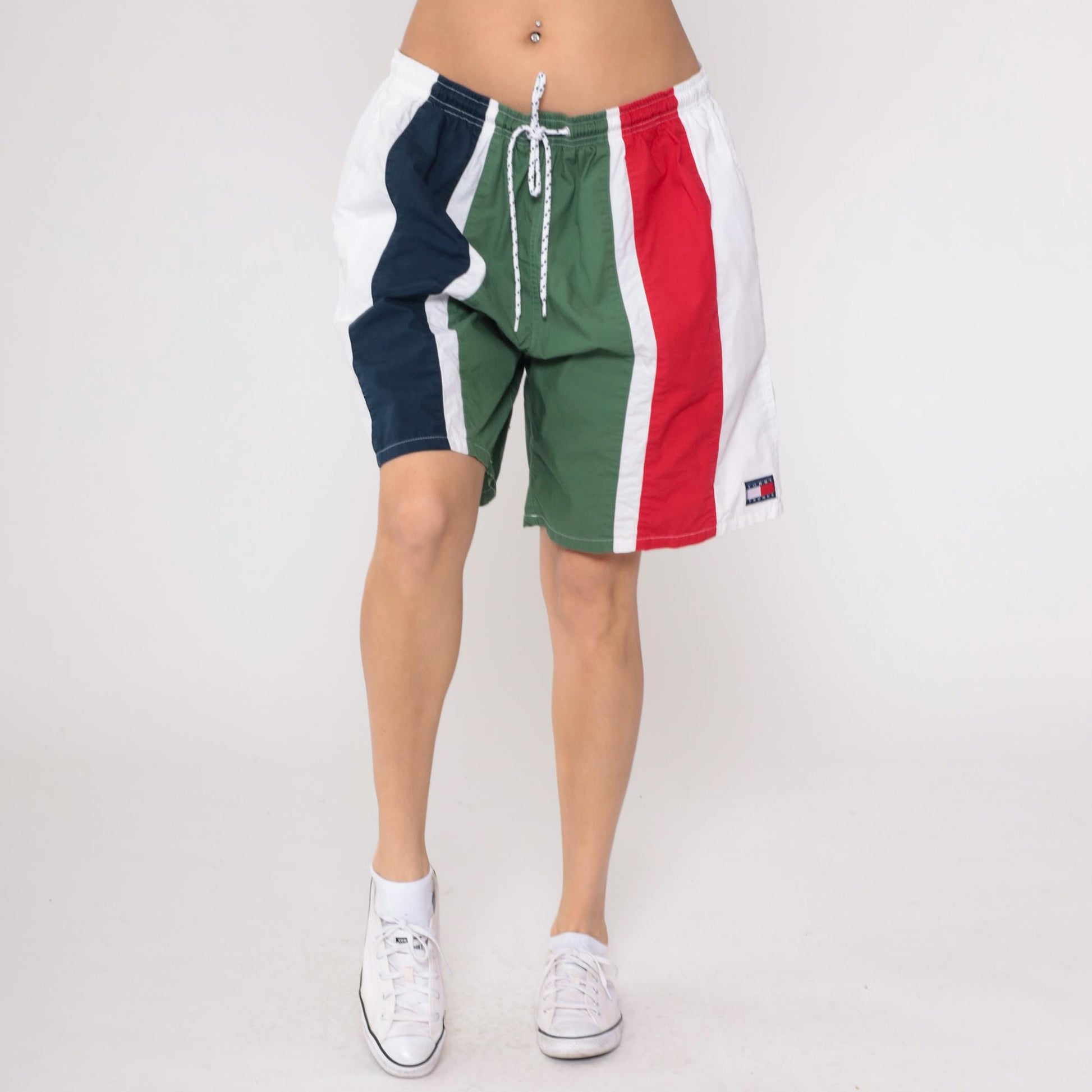 Tommy Hilfiger Y2K Colorblock Swim Shorts Navy Red Green White Extra Large XL