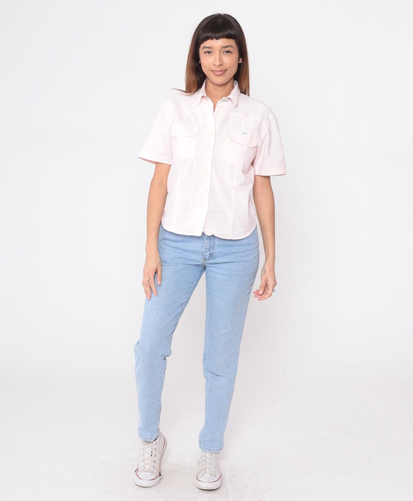 90s Currents Pink Polo Shirt Short Sleeve Chest Pockets Small