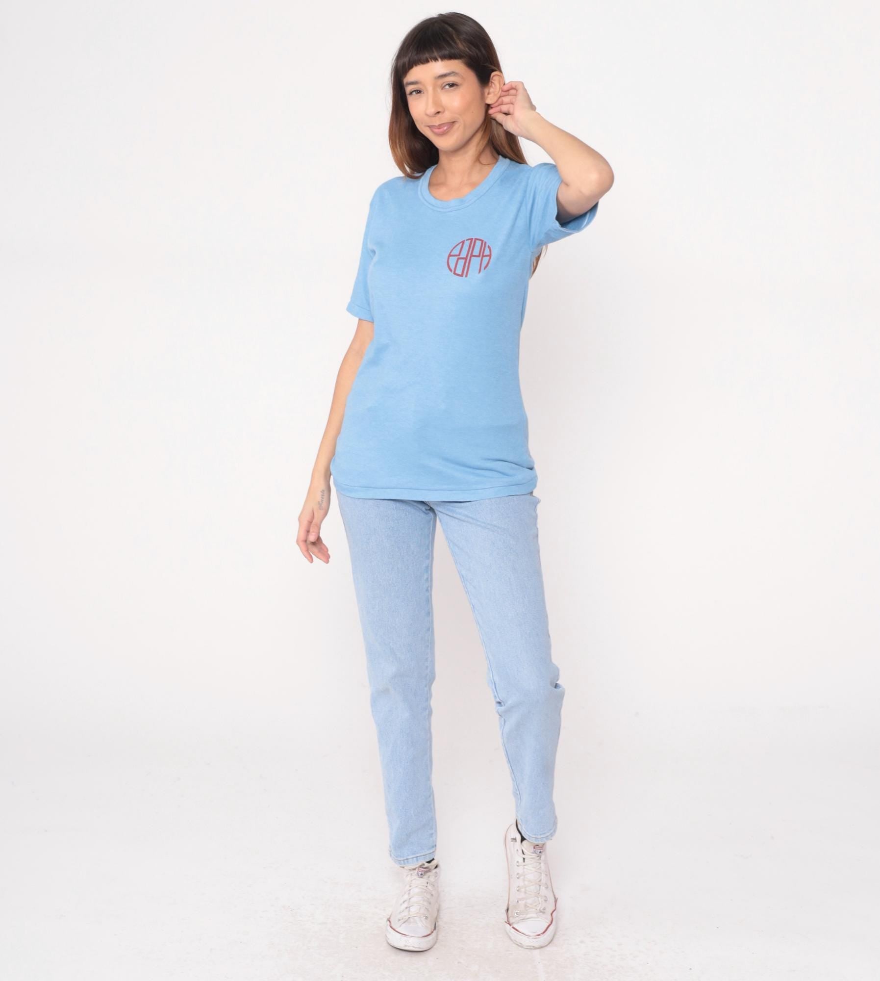 90s Paco Asia Plumbing Hardware Logo Tee Light Blue Graphic Small S