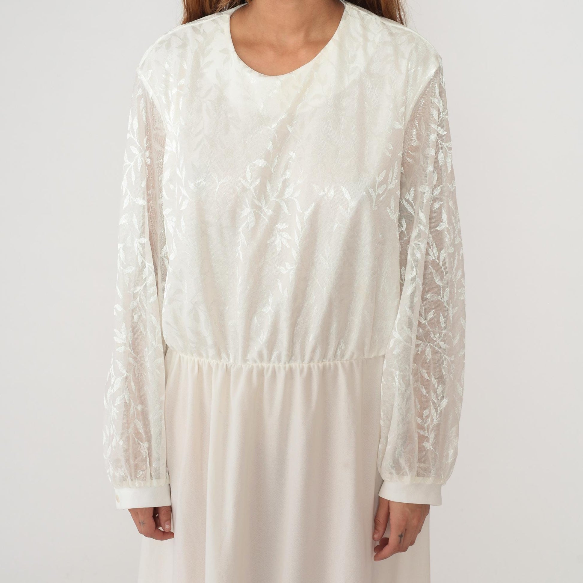 90s Anthony Richards White Maxi Dress Embroidered Floral Lace Plus Size XXL