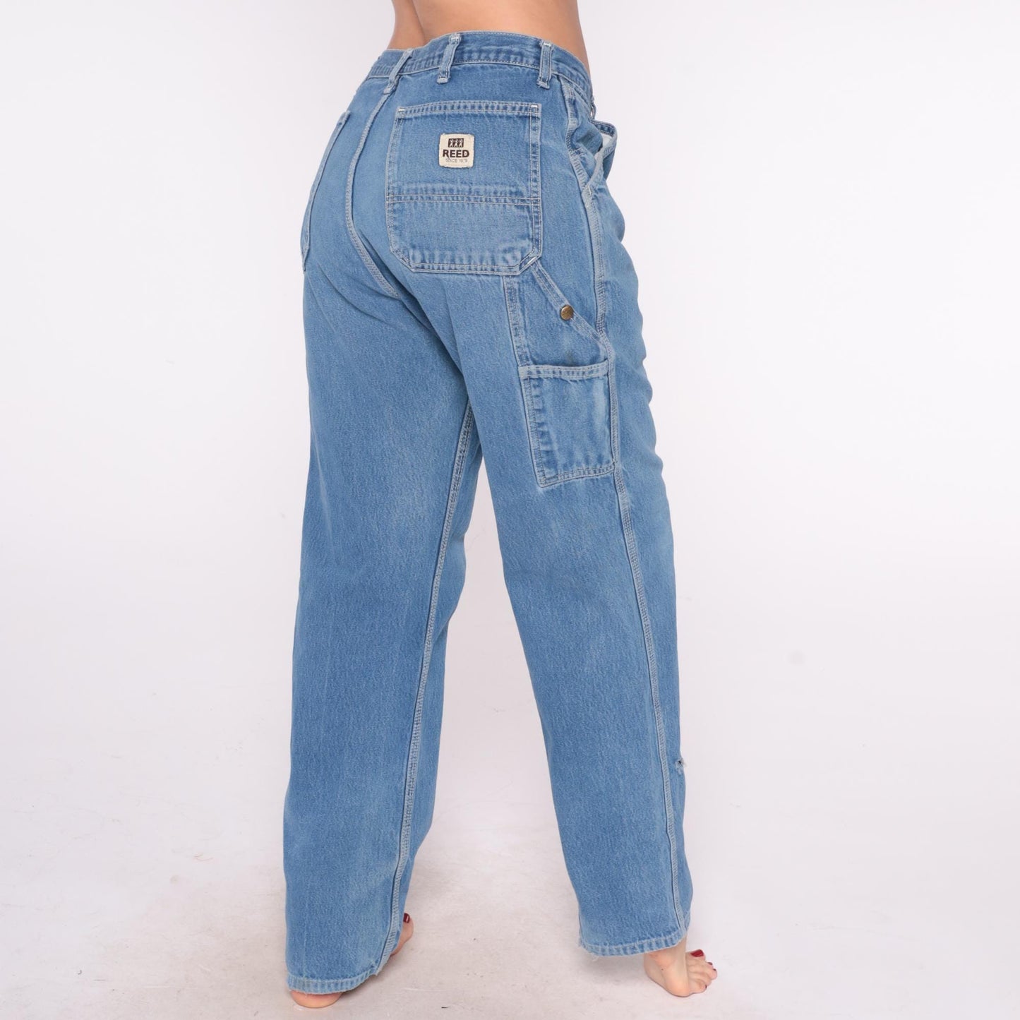 90s Reed Carpenter Jeans Blue Denim High Rise Straight Leg 33x32