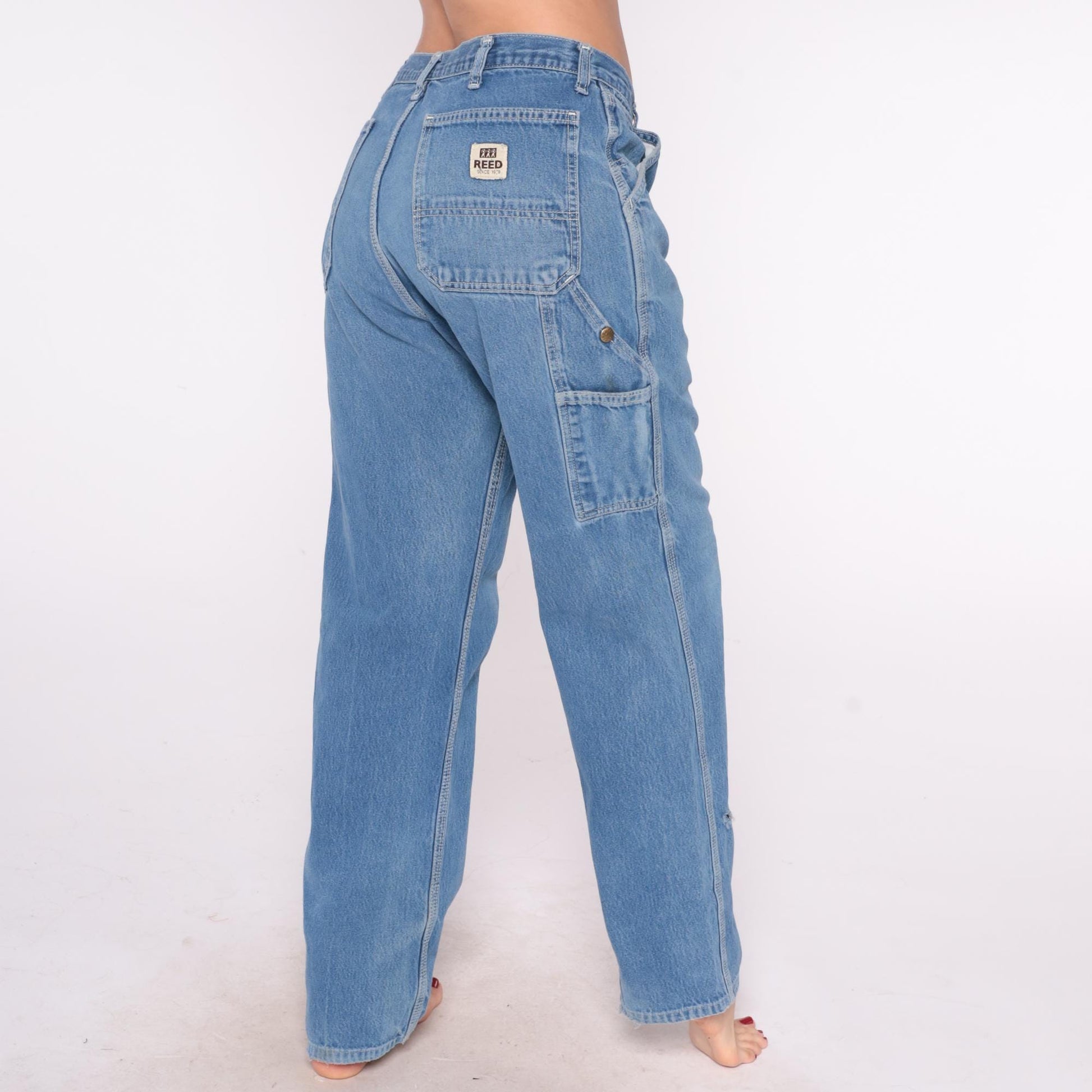 90s Reed Carpenter Jeans Blue Denim High Rise Straight Leg 33x32