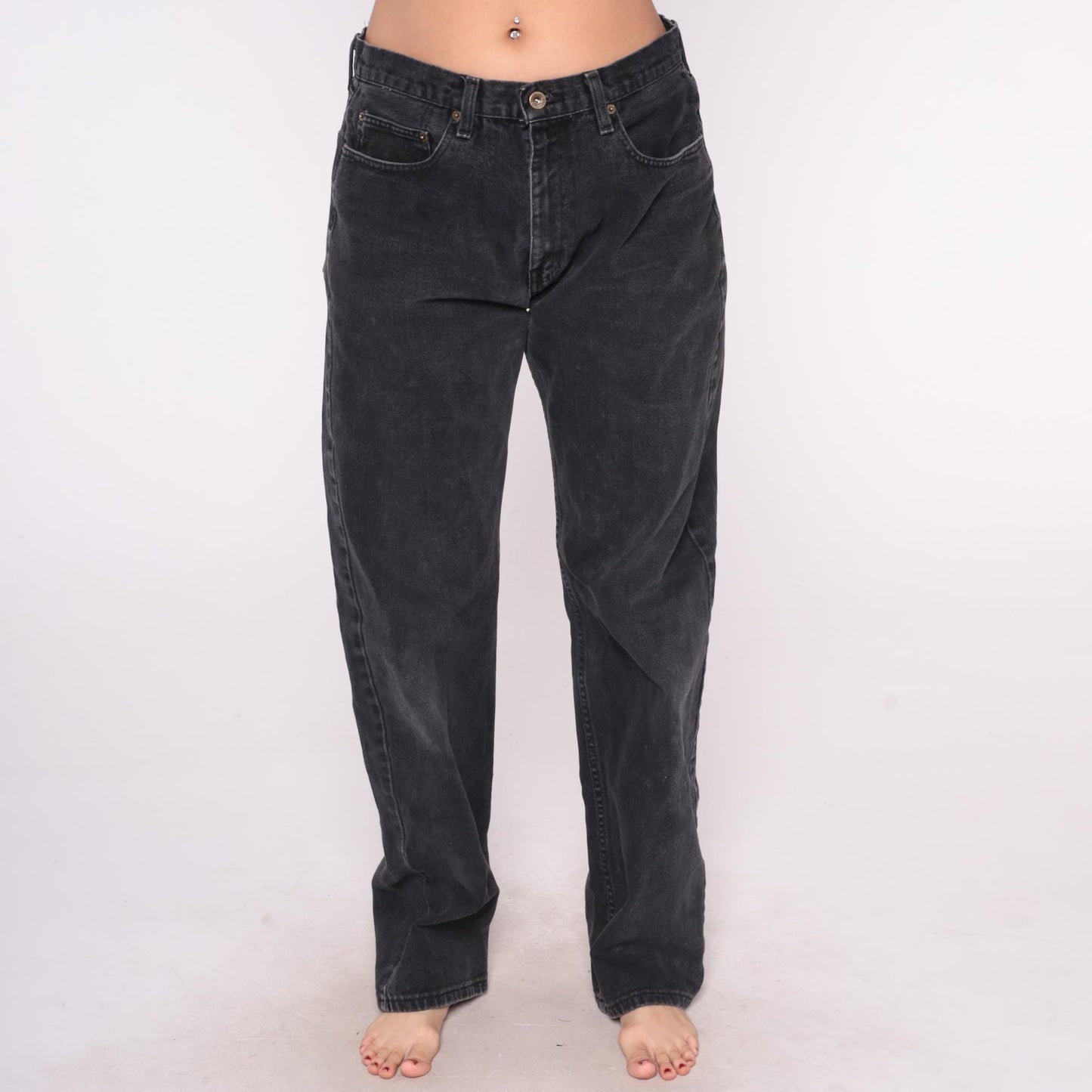 Ralph Lauren Y2K Black Denim Straight Leg Jeans 34 Waist Large