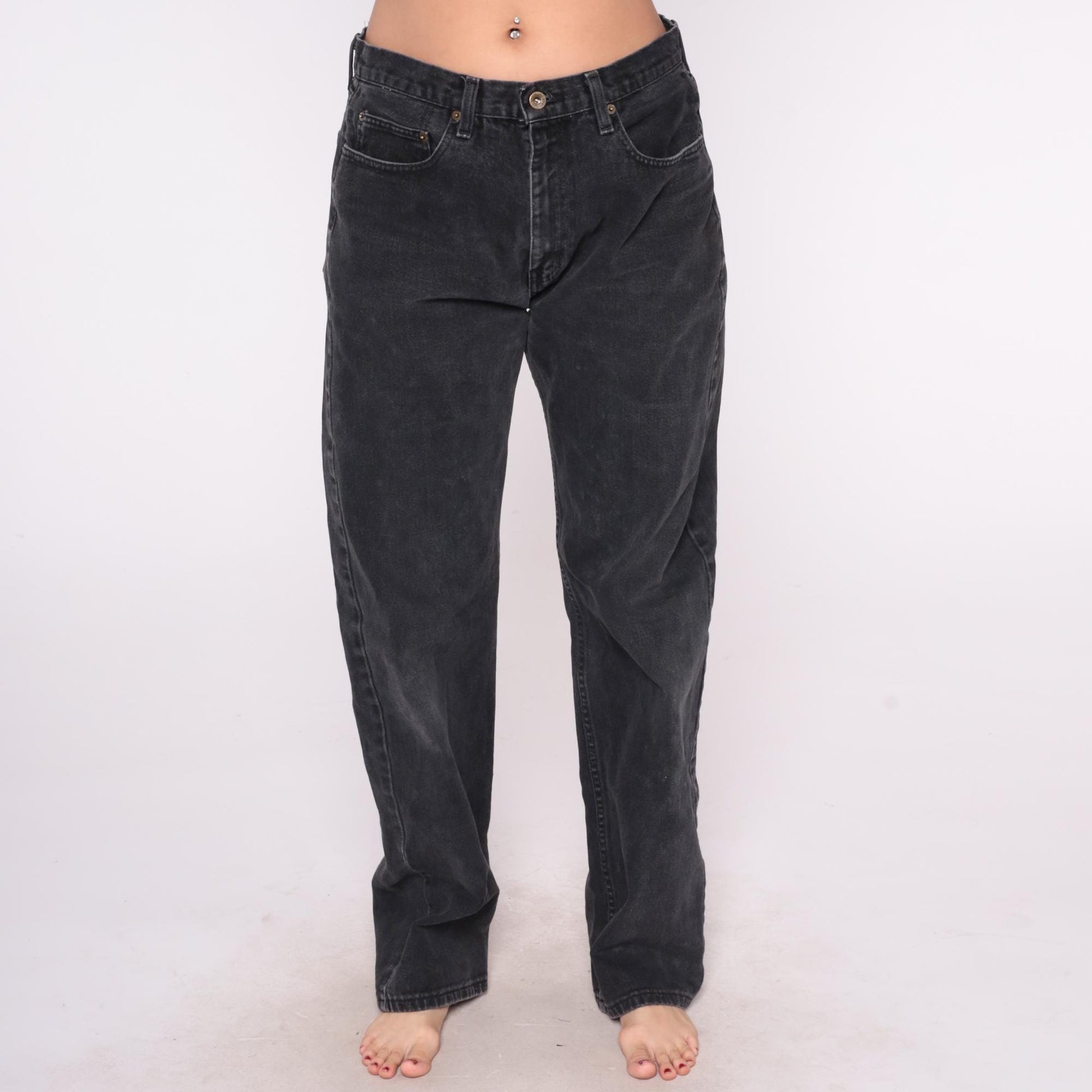 Ralph Lauren Y2K Black Denim Straight Leg Jeans 34 Waist Large