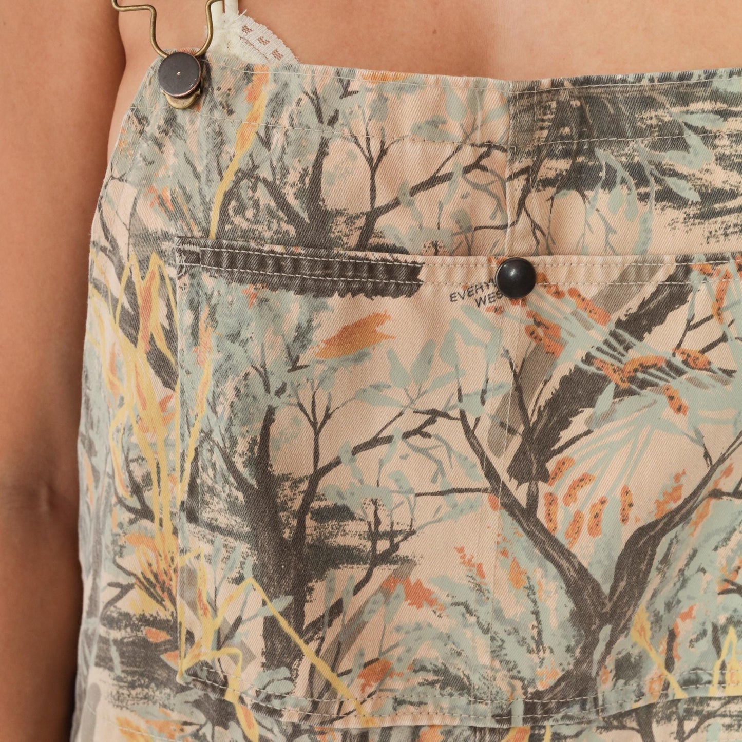 90s Everywear West Nature Print Overalls Wide Leg Beige XL