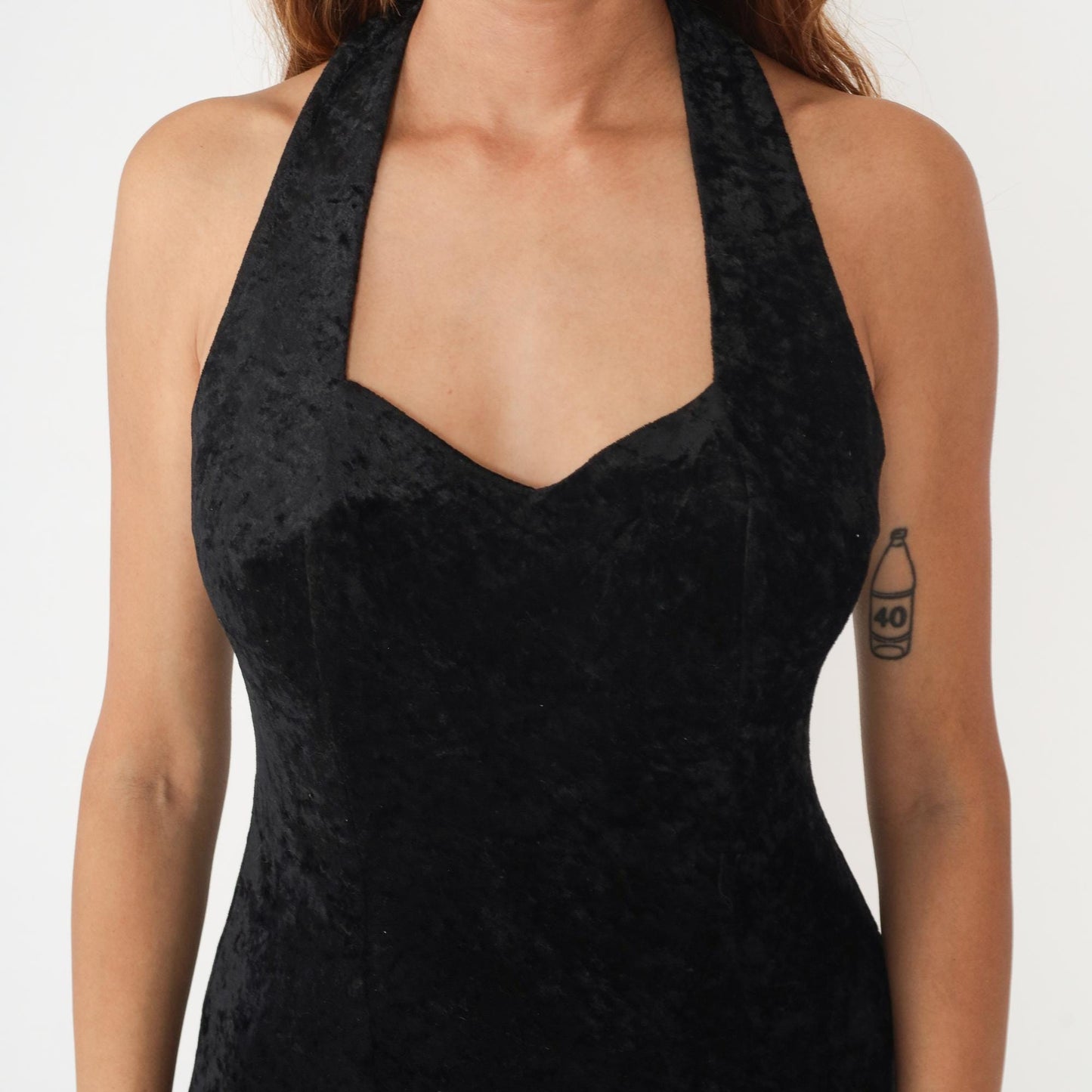 90s All That Jazz Black Velvet Halter Mini Dress Bodycon Medium M