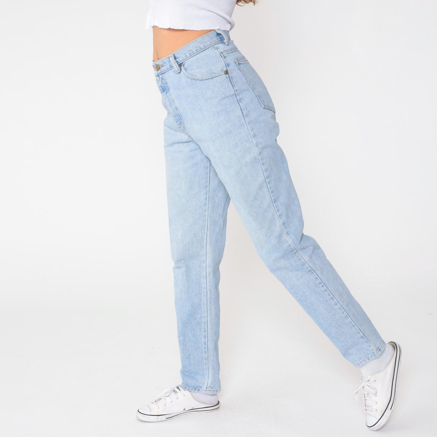 90s Light Blue High-Waisted Straight Leg Jeans Cotton Denim Medium