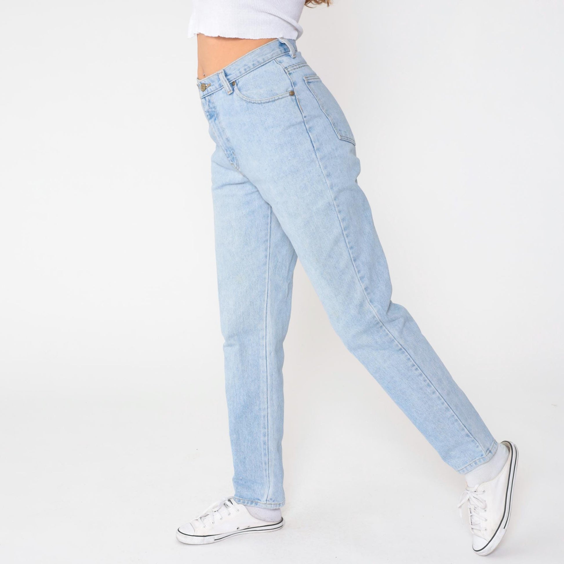 90s Light Blue High-Waisted Straight Leg Jeans Cotton Denim Medium