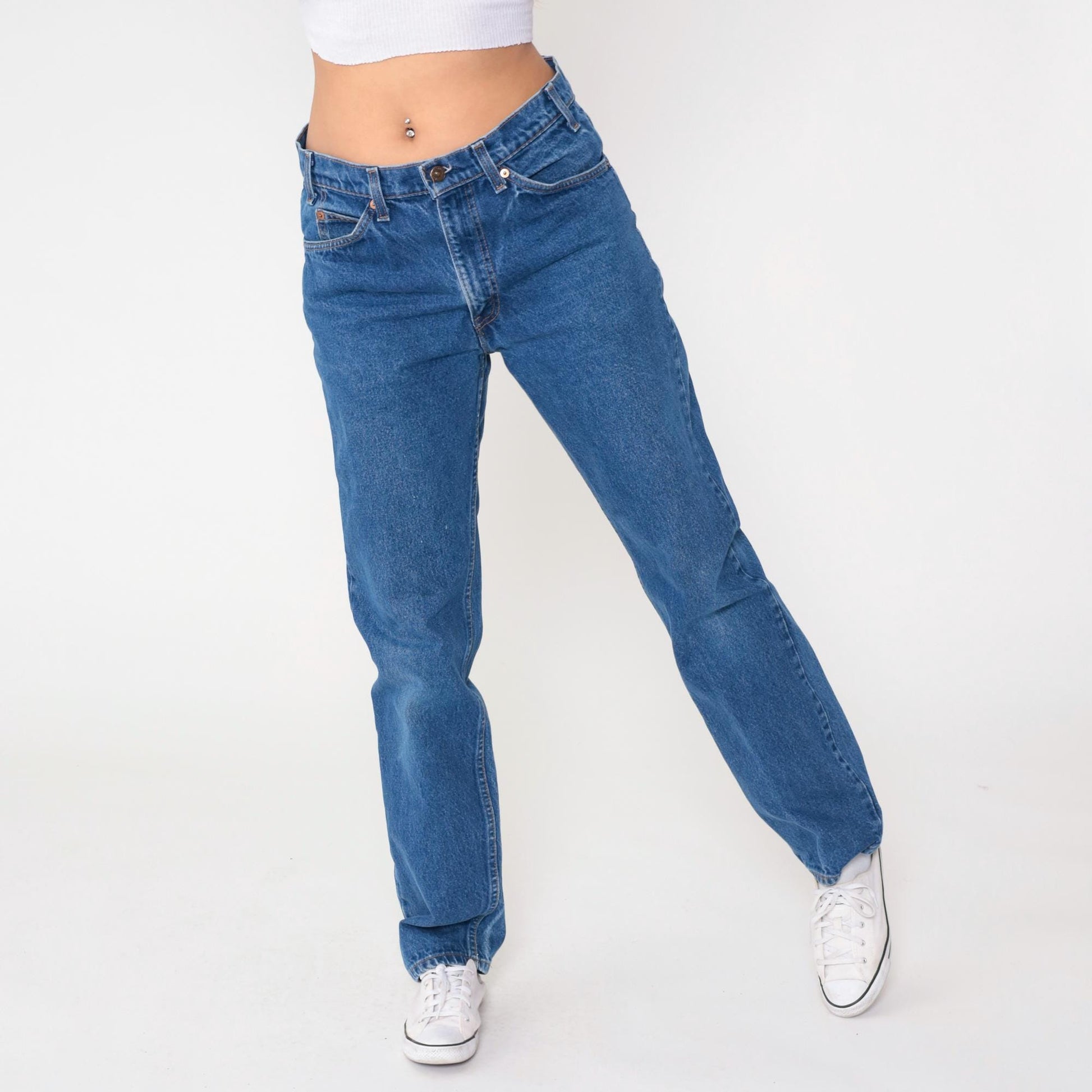 90s Levi's Medium Blue Denim High Waist Straight Leg Jeans W34 L34