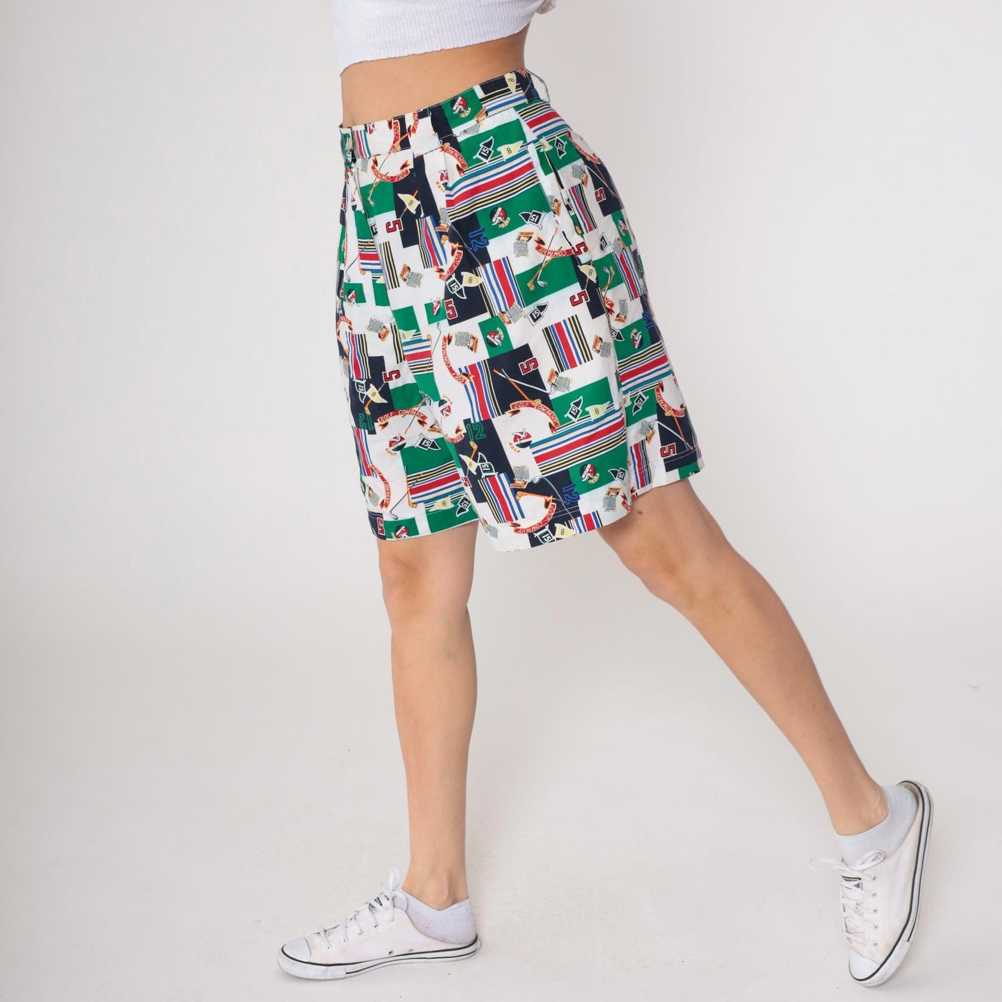Y2K Payne Stewart Golf Shorts High Waisted Pleated Wide Leg Large L