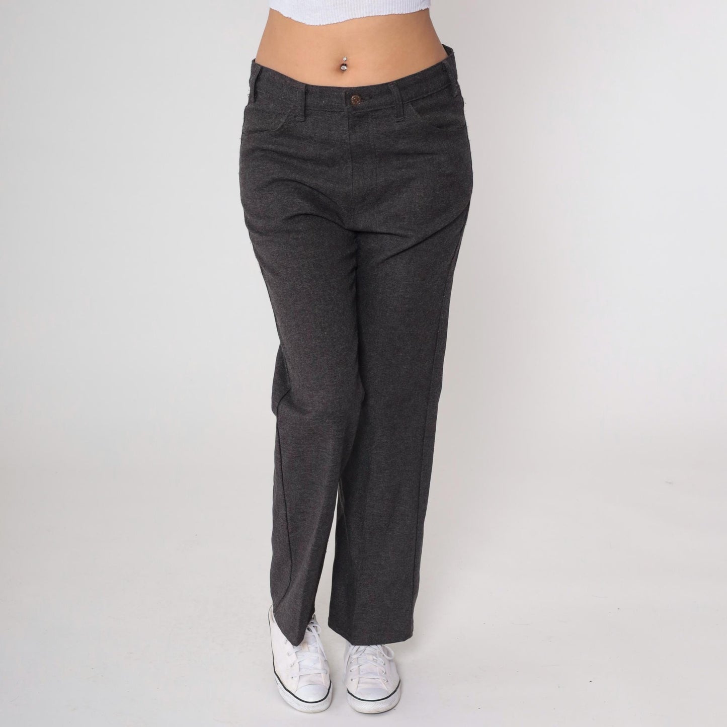 70s Levi's Charcoal Grey Straight Leg Trousers Men's W34 L29
