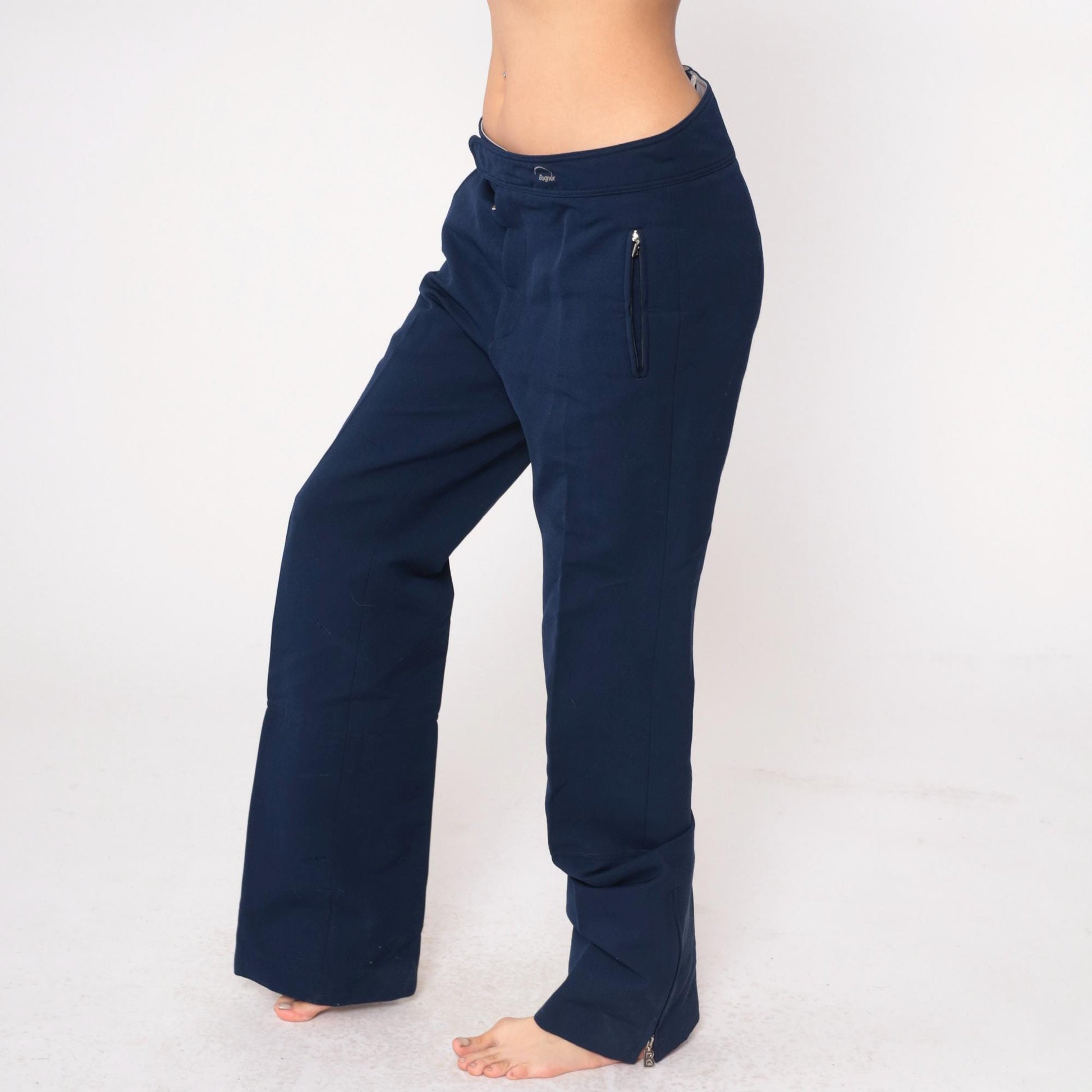 Bogner 80s Navy Wool Ski Pants High Rise Straight Leg Zippered Pockets Large