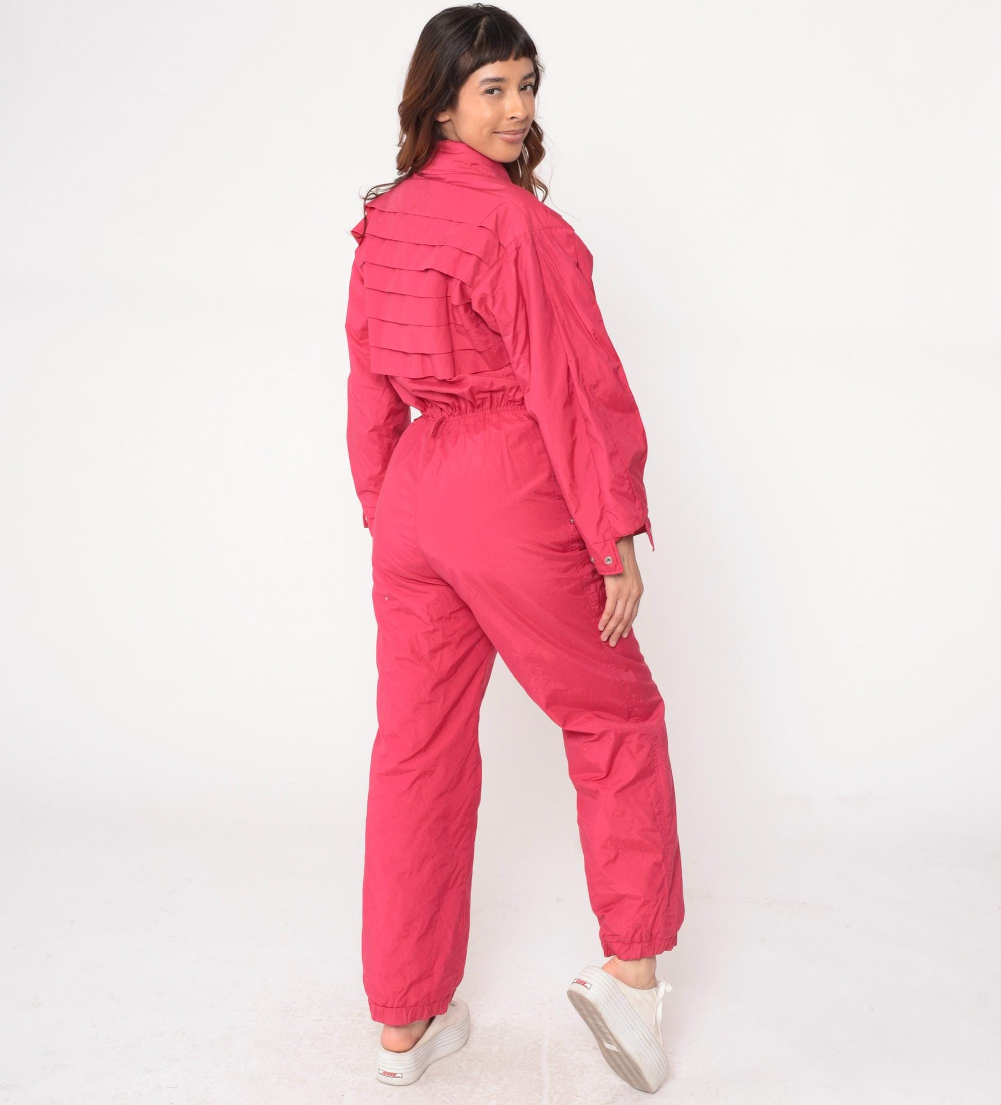 80s HEAD Coral Pink One-Piece Ski Suit Snowsuit Jumpsuit Large L