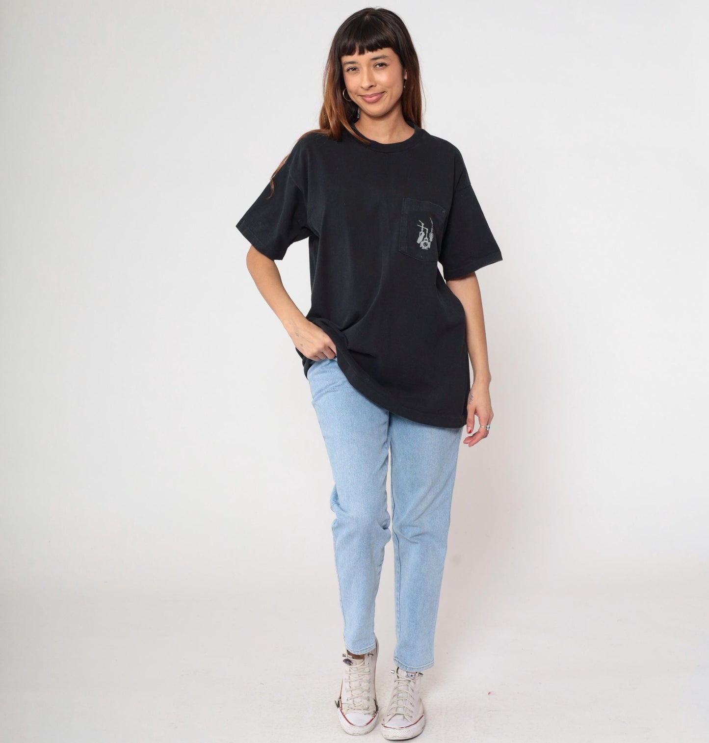 90s Studiocenter Broadcast Productions Graphic Pocket Tee Black Cotton Extra Large
