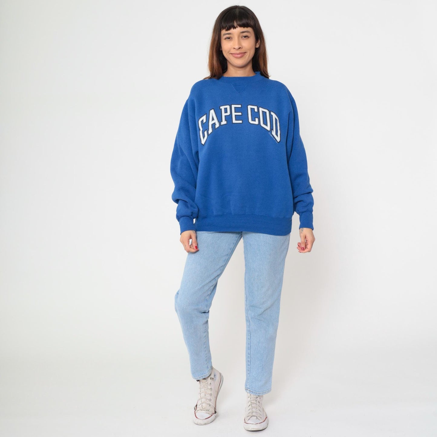90s Cape Cod Sweatshirt Royal Blue Collegiate Crewneck Cotton Pullover Extra Large XL
