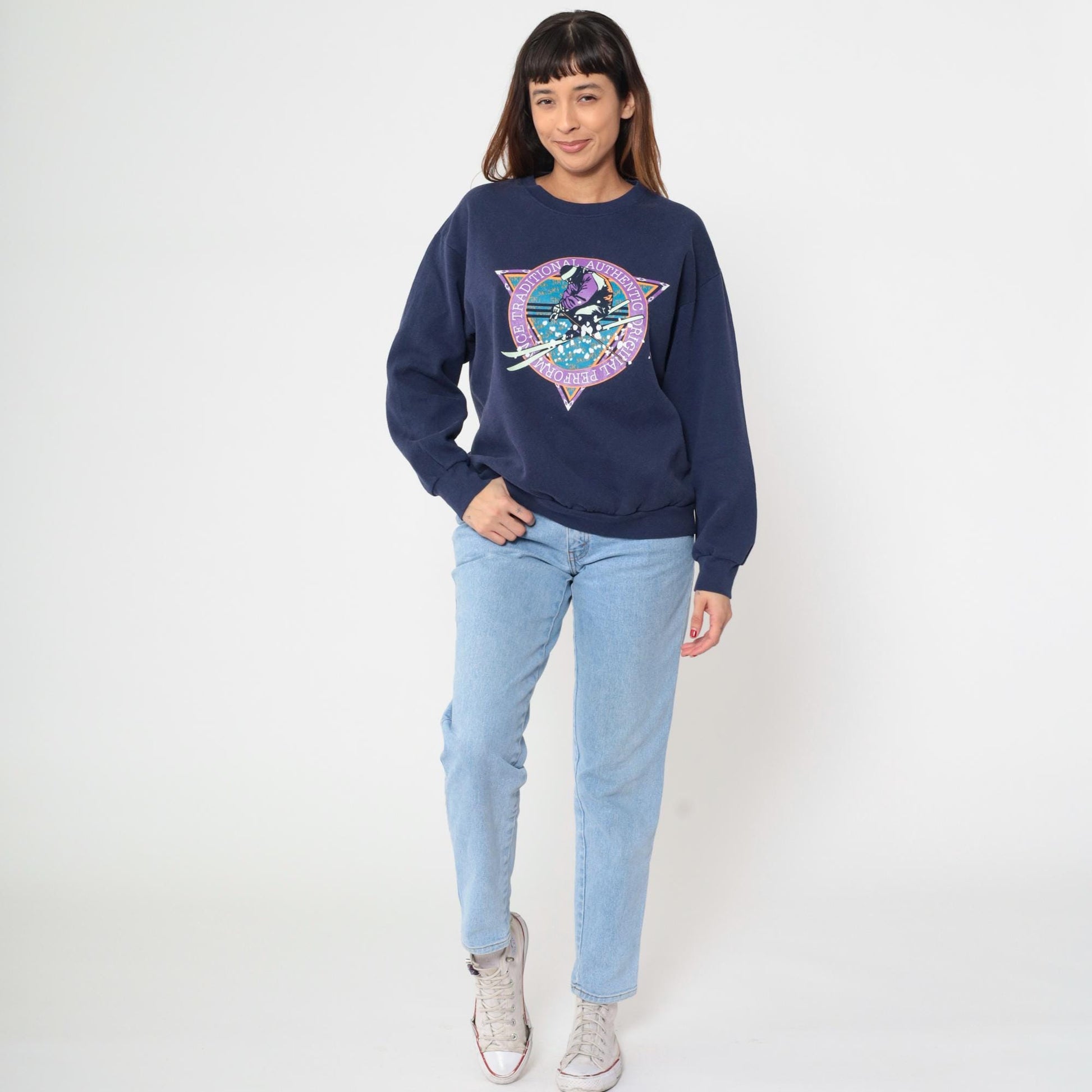 90s Park City Utah Ski Sweatshirt Navy Graphic Crewneck Medium M
