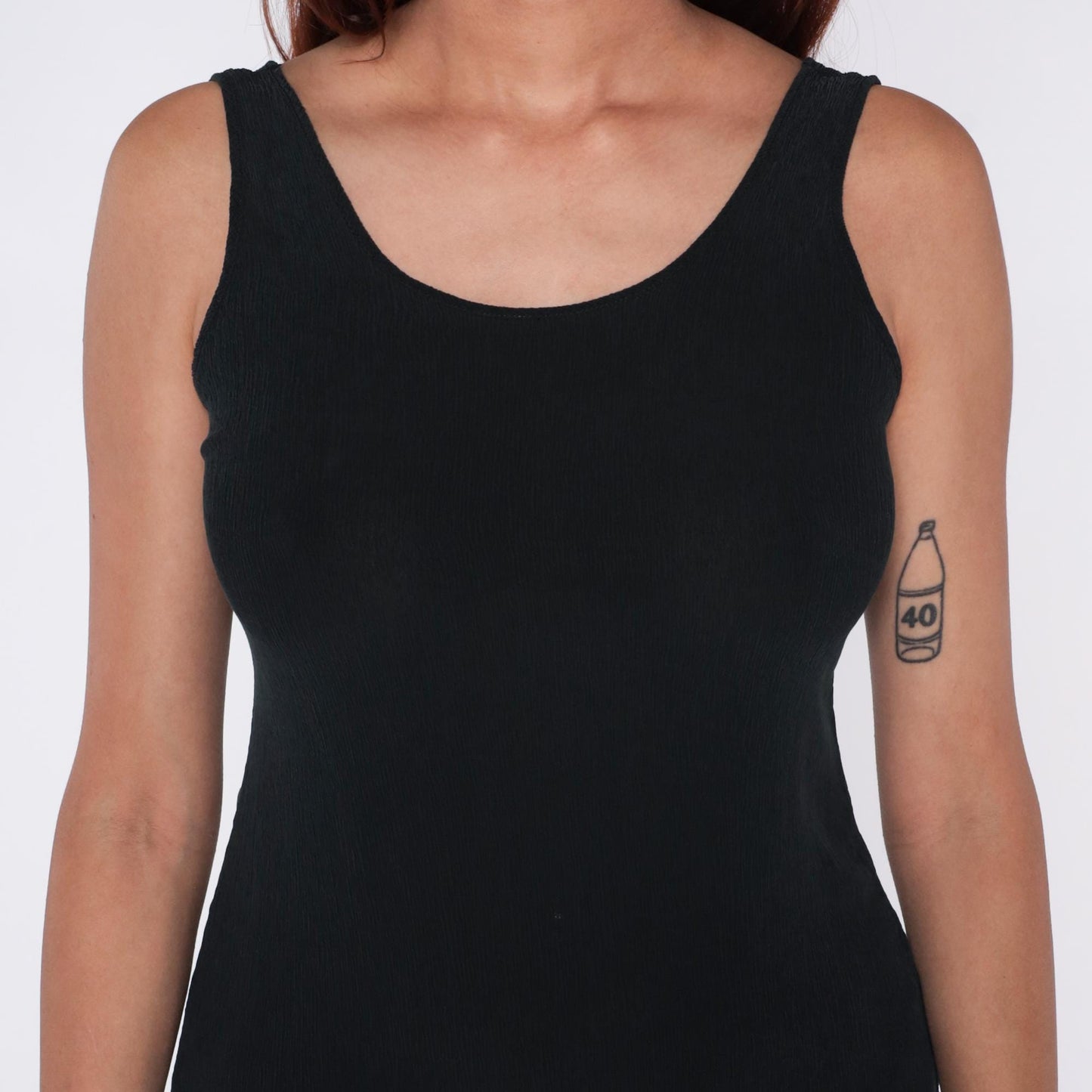 90s Black Midi Dress Sleeveless Scoop Neck Racerback Tank Small S