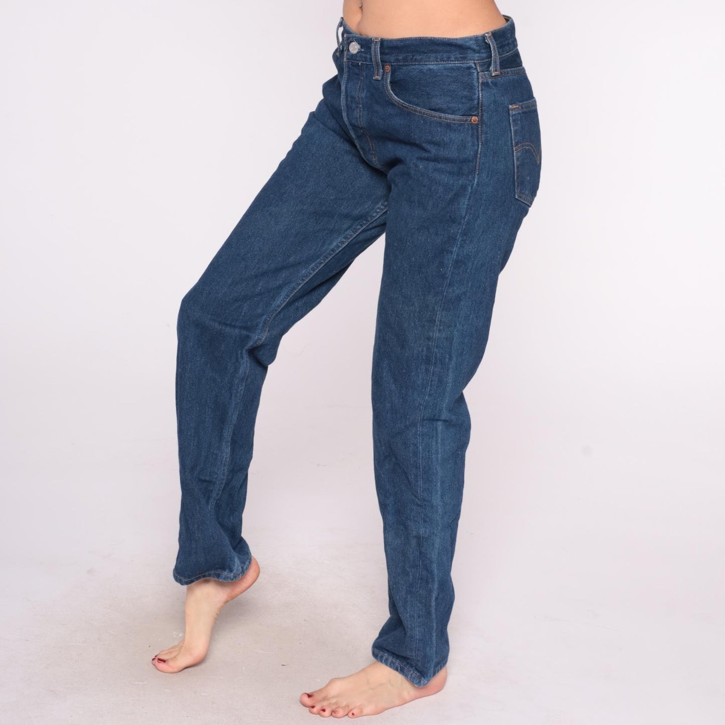 90s Levi's 501 High Waist Straight Leg Jeans Medium Blue Denim Large L