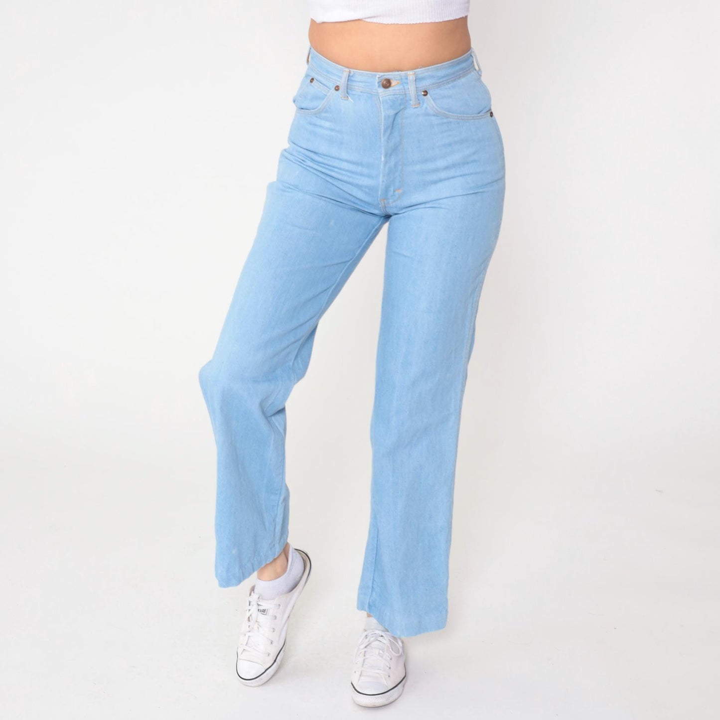 80s Funny Girl Light Wash High-Waisted Straight Leg Jeans Small S