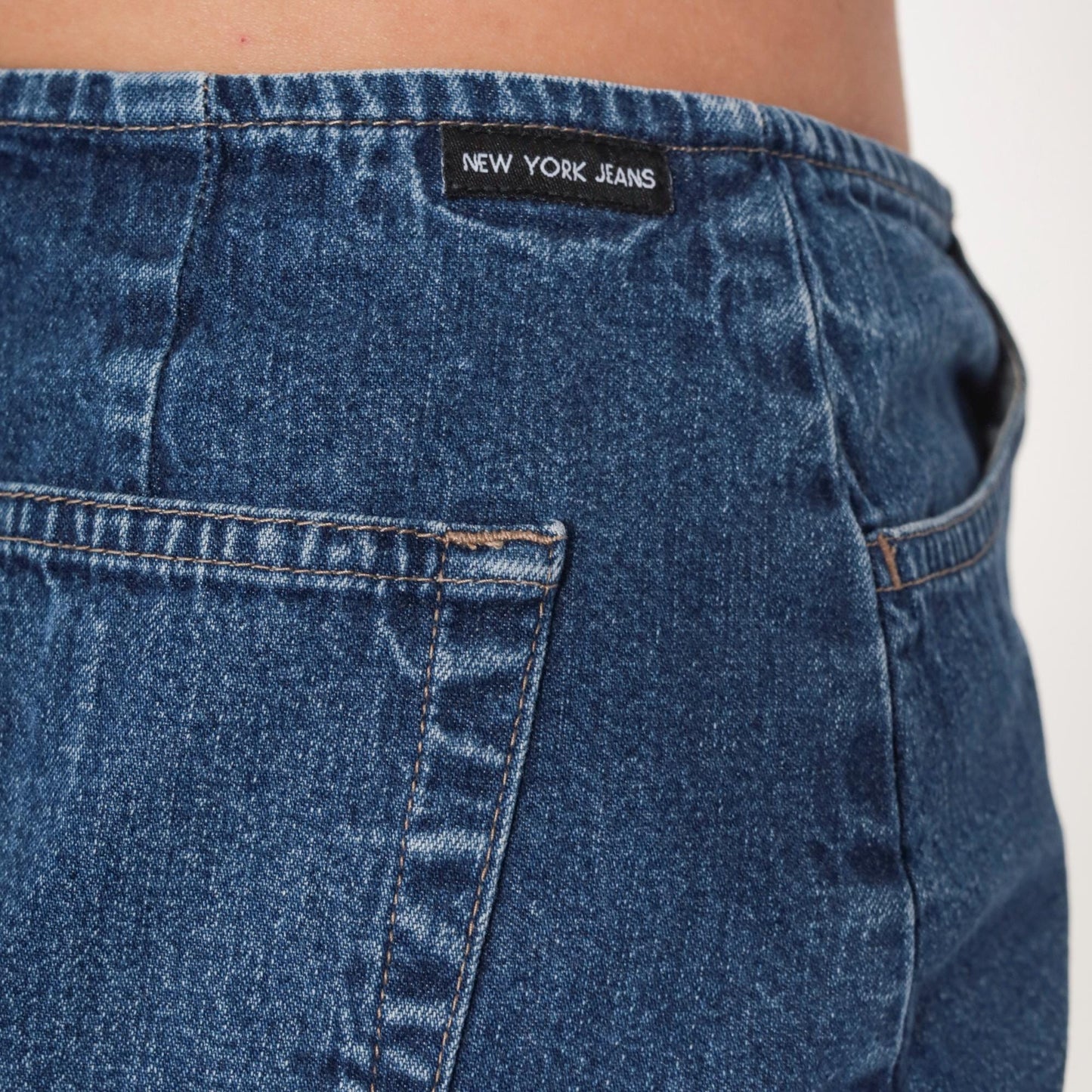 90s NY Jeans Denim Mini Skirt Blue Five-Pocket Small S