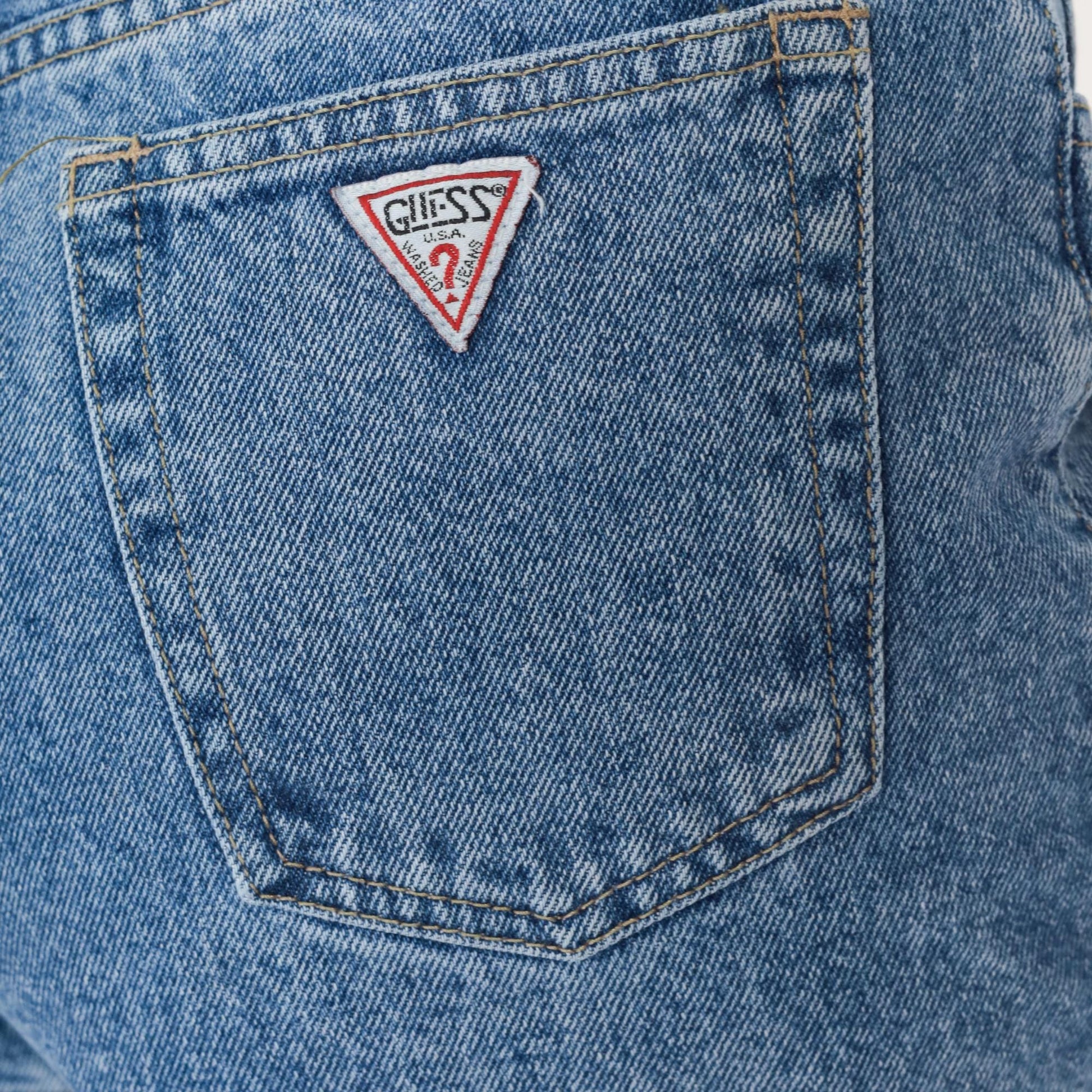 90s Guess Light Blue Denim Shorts High Waisted Button Fly Size 30