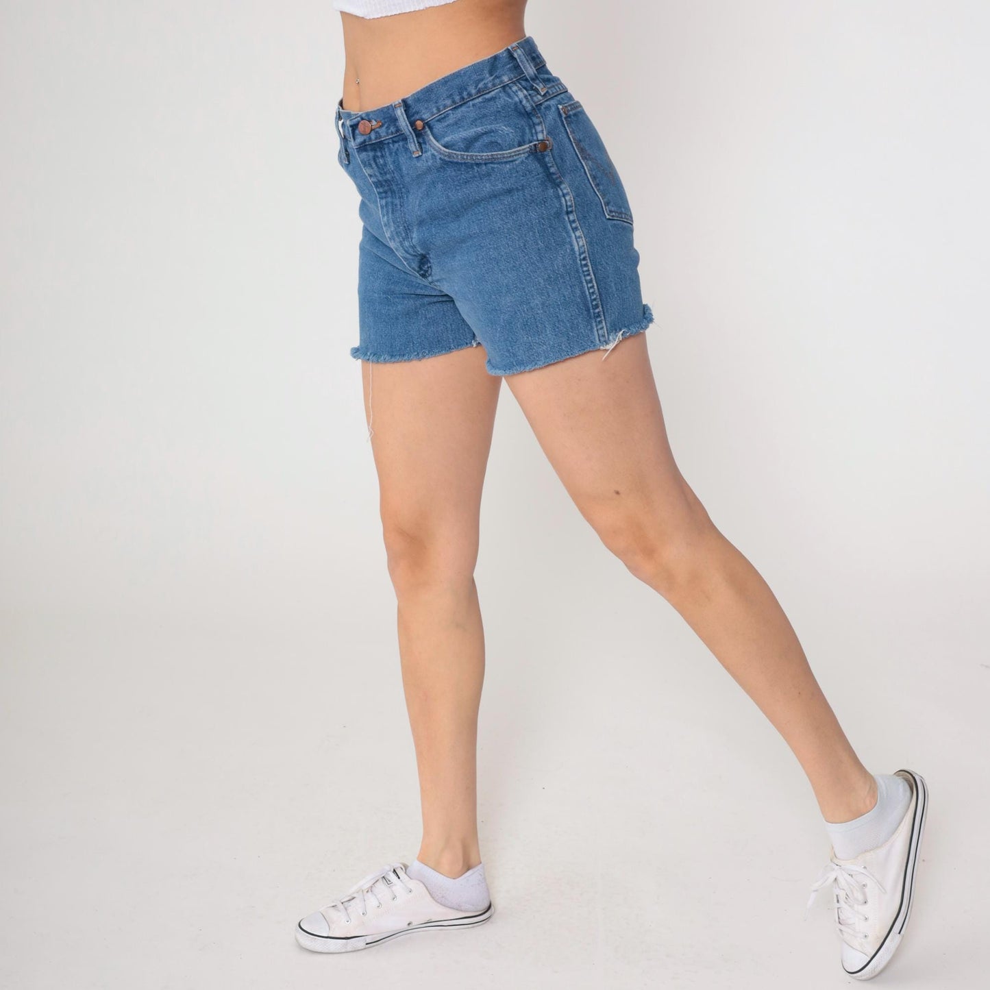 Wrangler 90s High Waisted Denim Cutoff Shorts Light Wash Cotton Large L