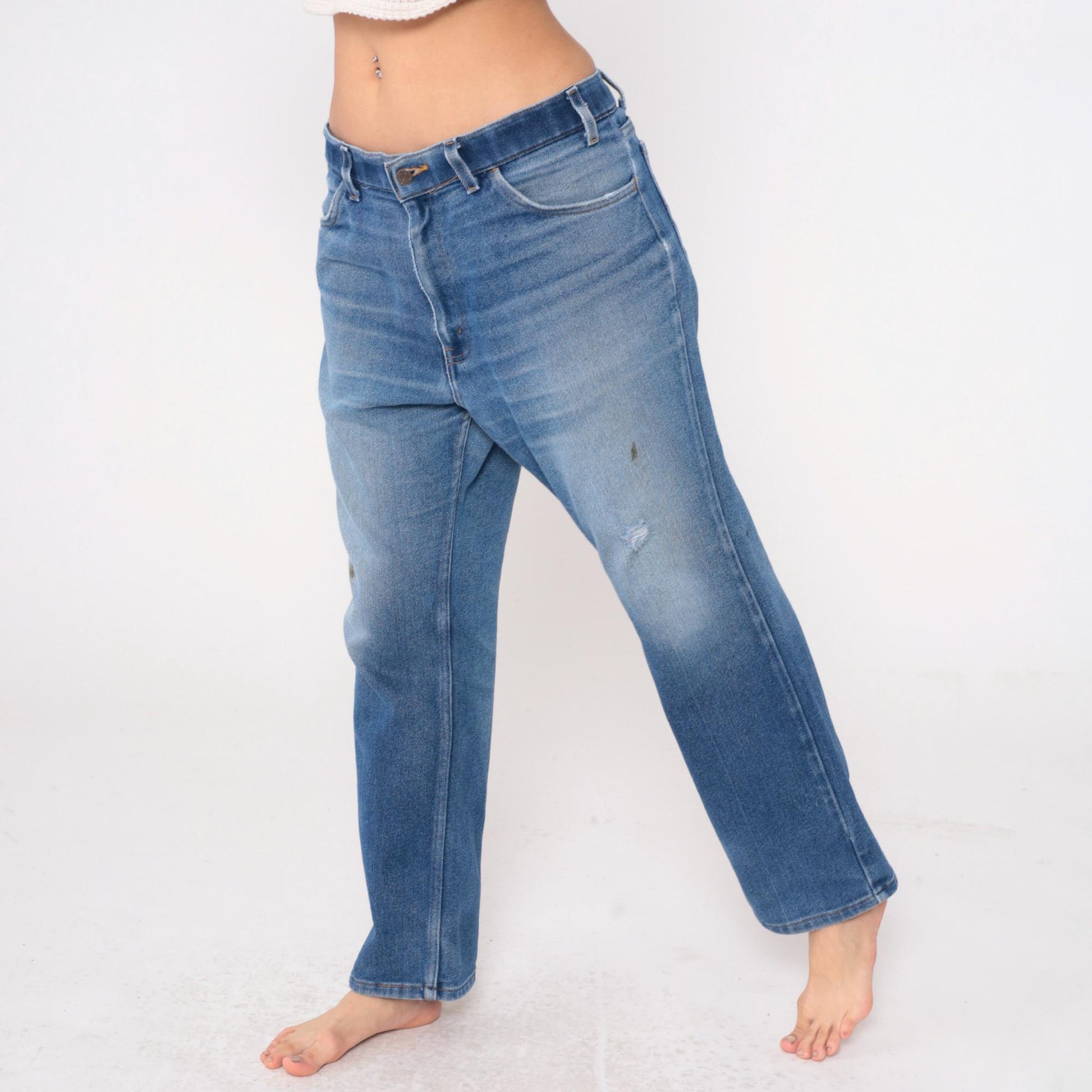 80s Levi's Distressed Straight Leg Jeans Medium Blue Denim XXL