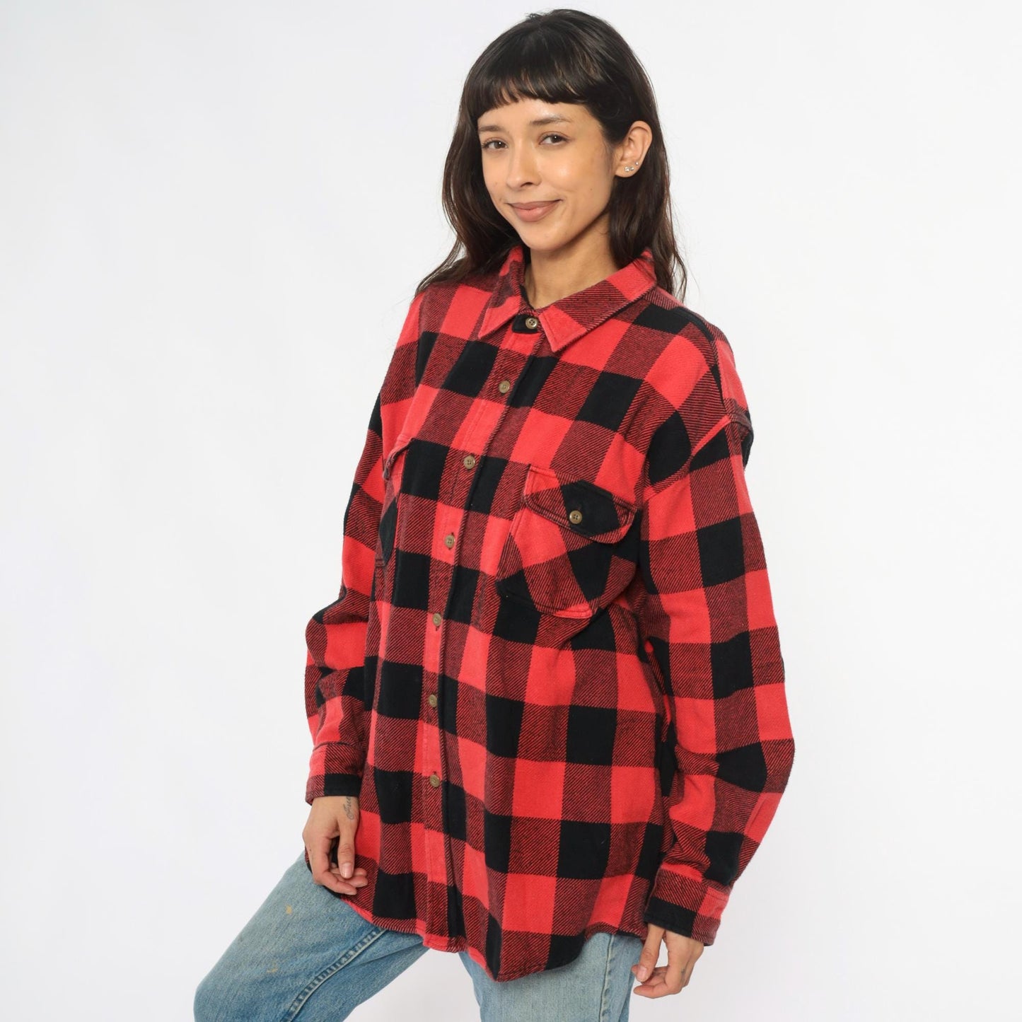 90s Redhead Buffalo Plaid Flannel Shirt Red Black Plus Size XXL