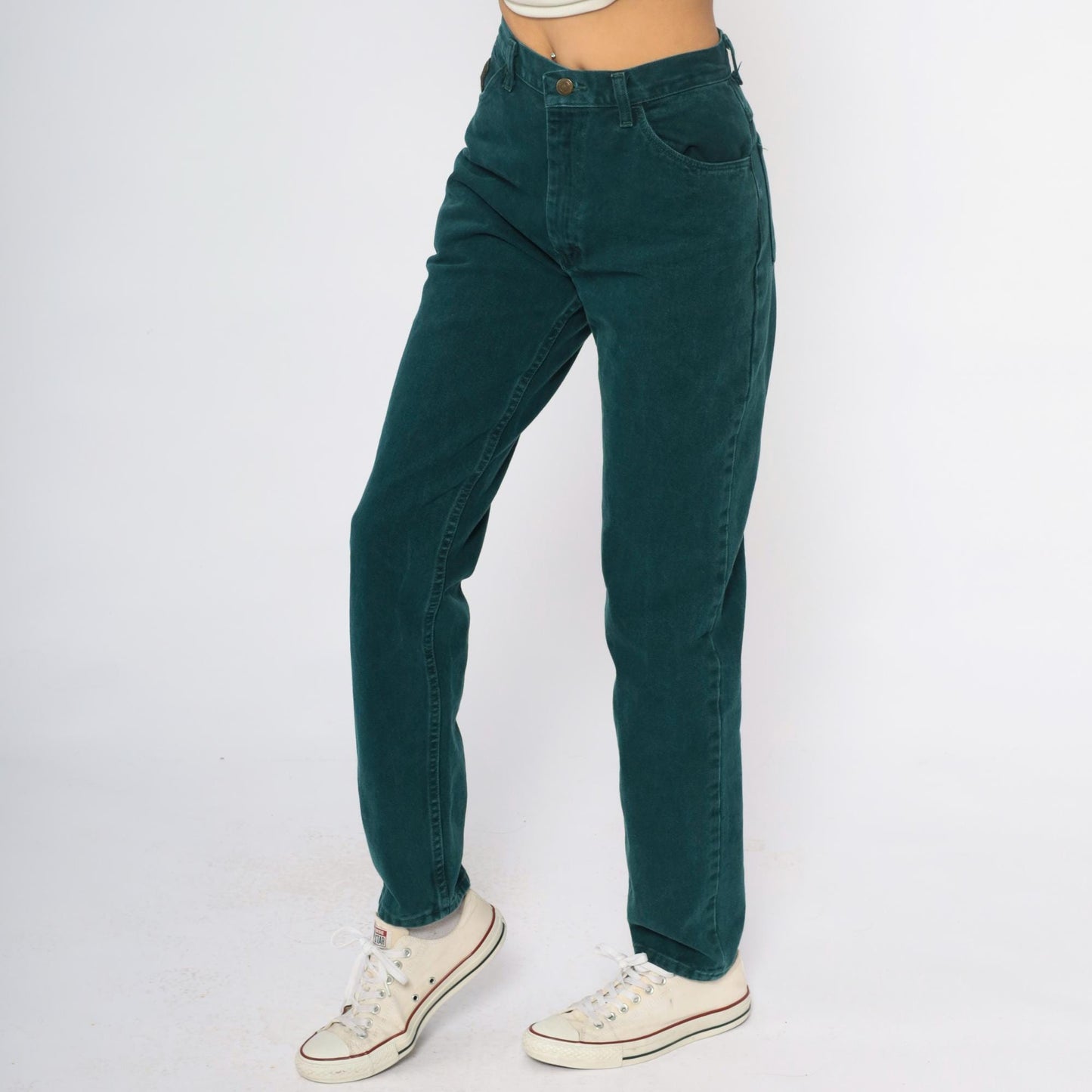 Y2K Wrangler High-Waist Straight Leg Jeans Forest Green Cotton Small
