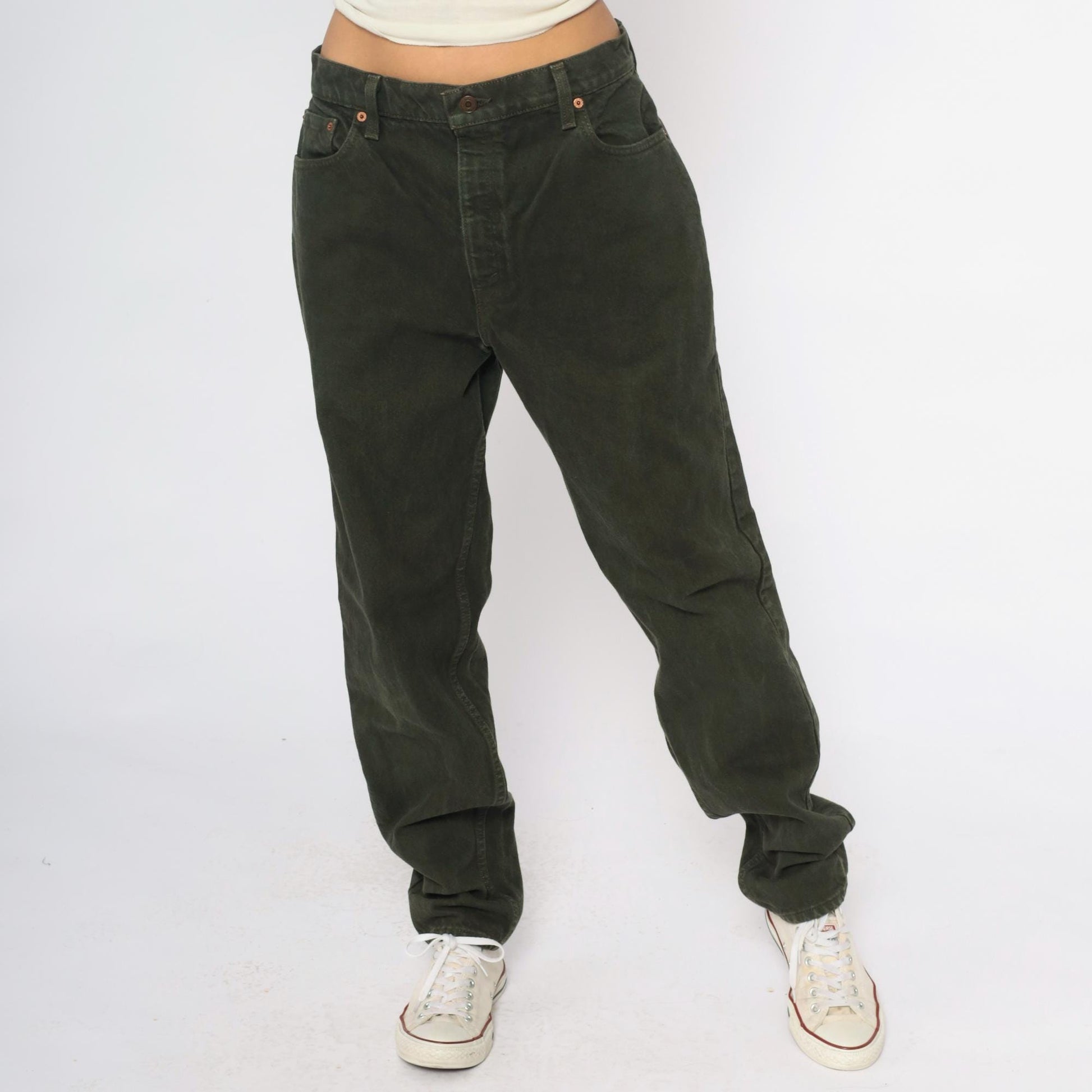 90s Levi's 551 Olive Green High Waist Straight Leg Jeans Large L