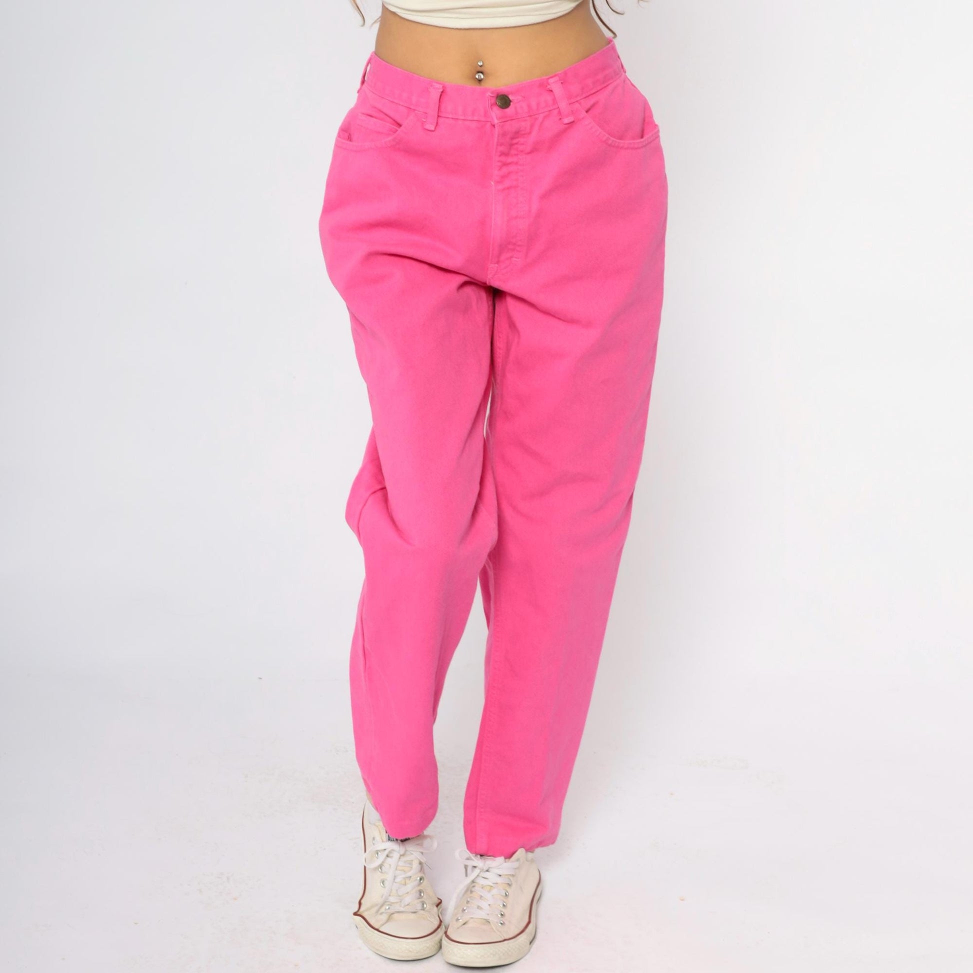 90s Moda Intl Hot Pink High Rise Straight Leg Jeans Cotton Denim Large L