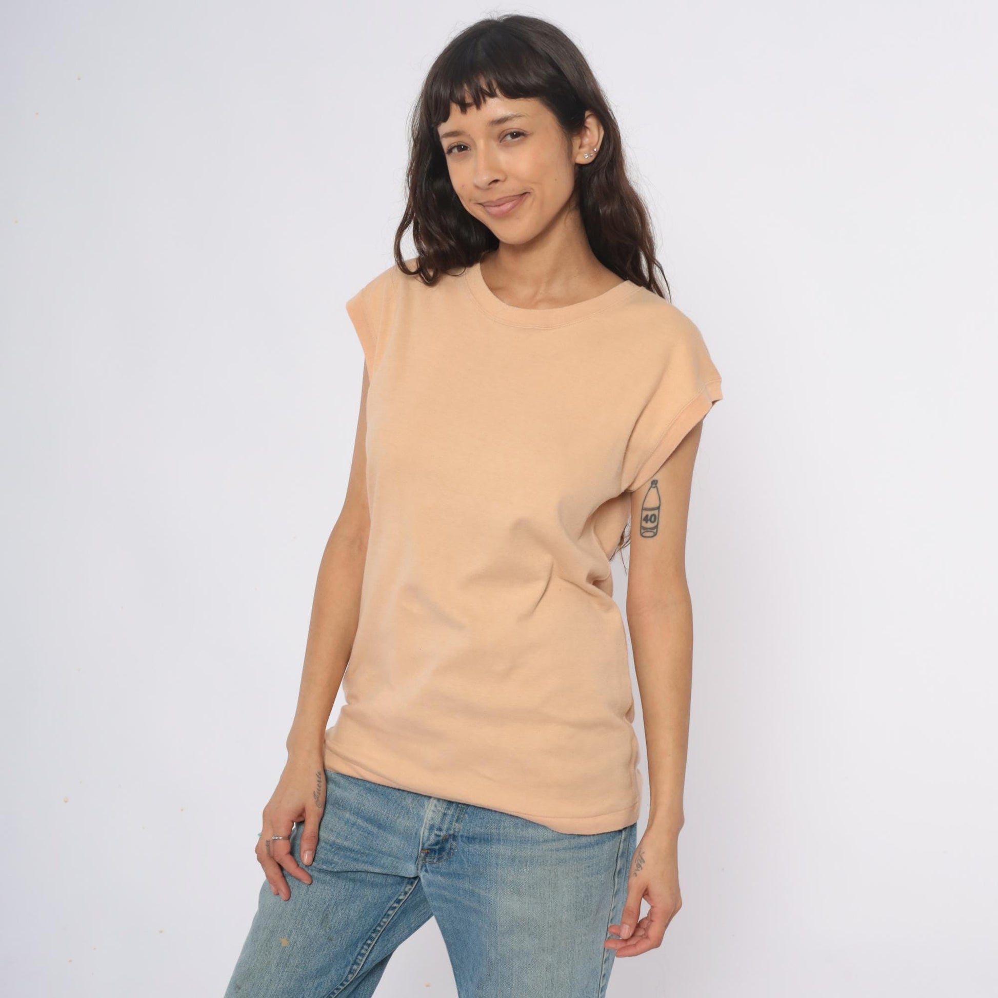 90s Coronet Casuals Tan Cap Sleeve T-Shirt Crew Neck Extra Large XL