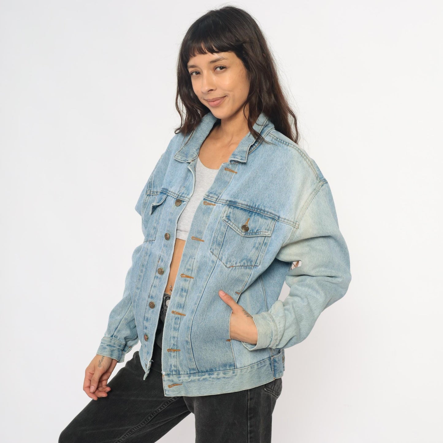 90s Kento's Hawaii Honolulu Light Wash Denim Jacket Embroidered Medium M