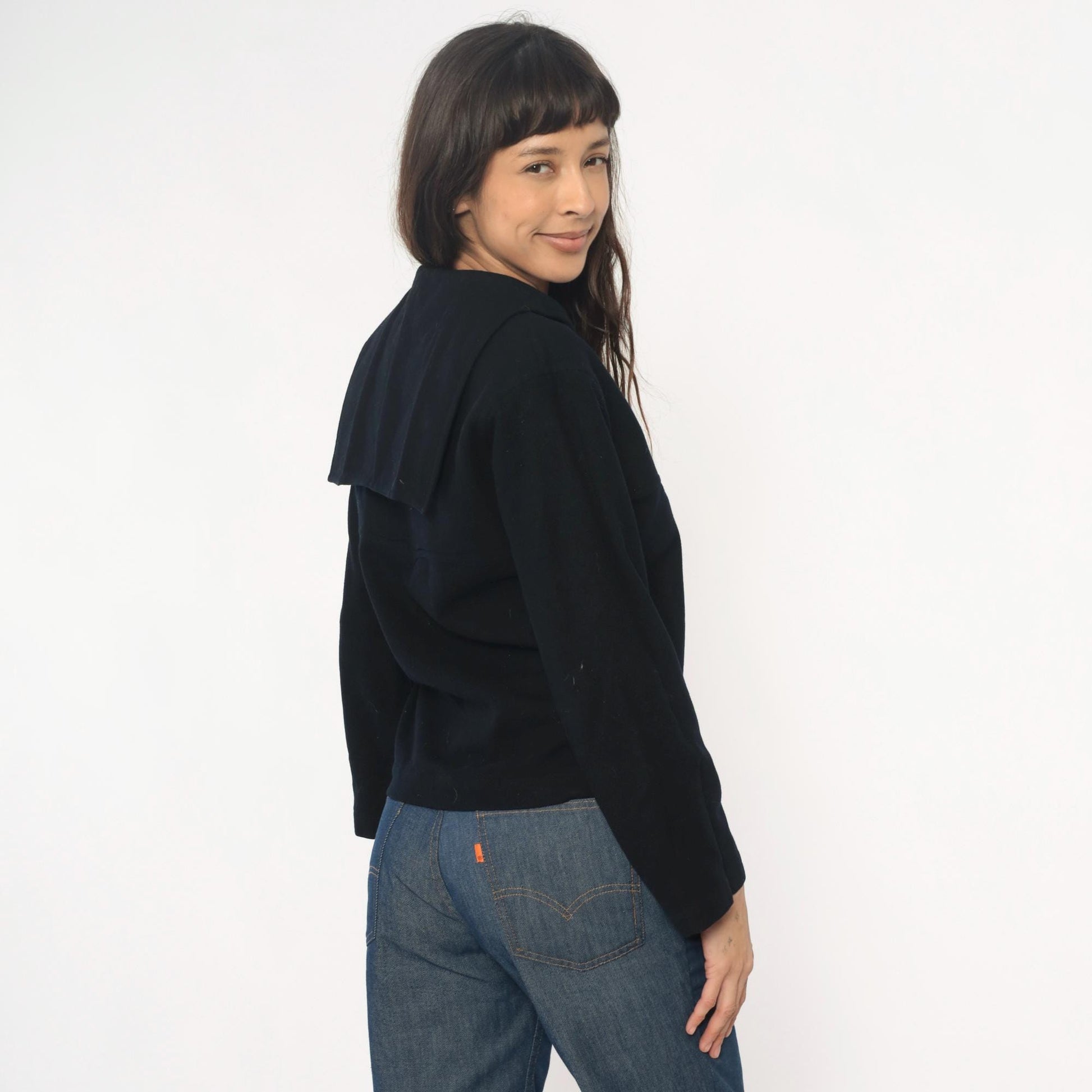 1940s Naval Clothing Factory Wool Military Shirt Dark Blue Petty Officer XS