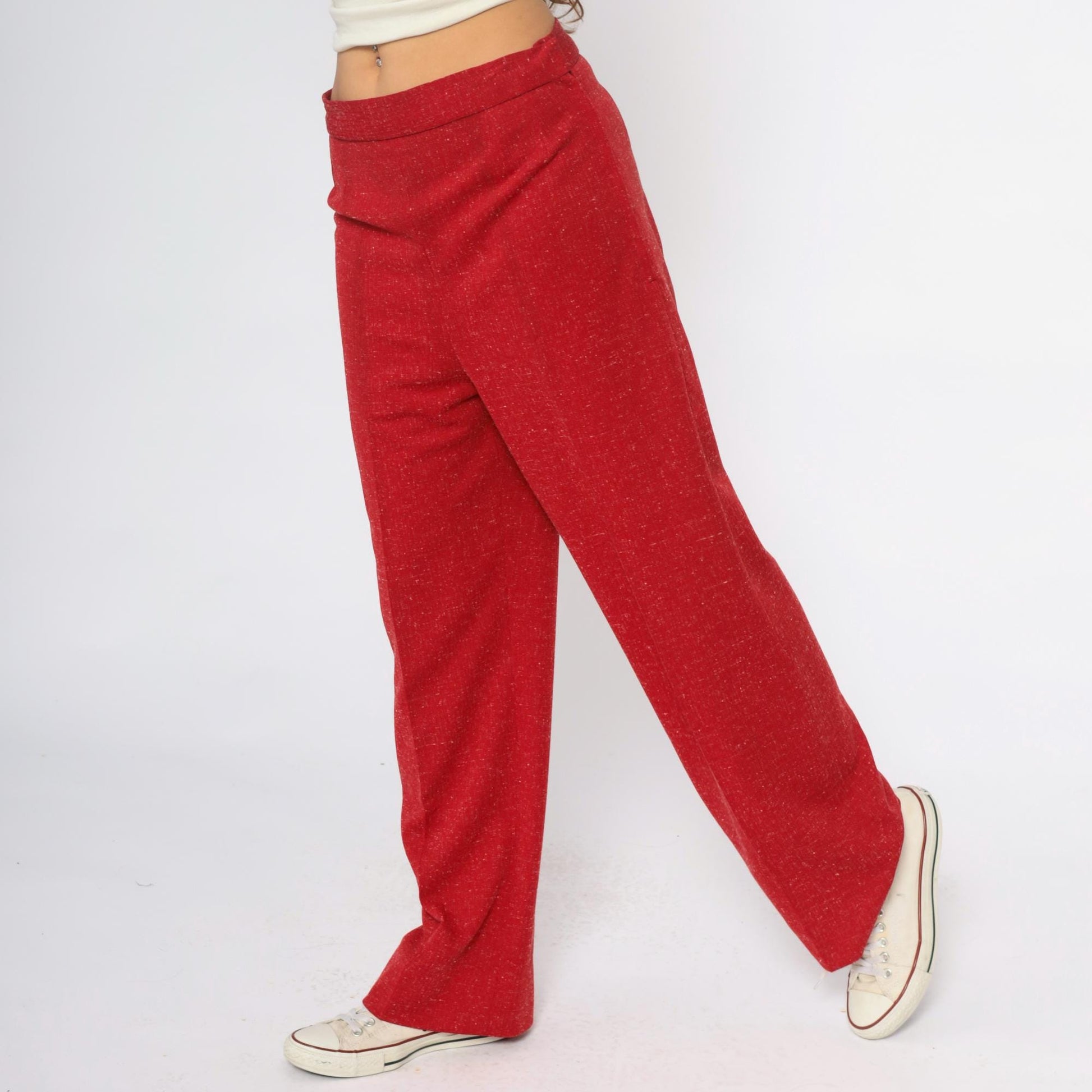 70s Burgundy Wide Leg Palazzo Pants High Waisted Flared Medium M
