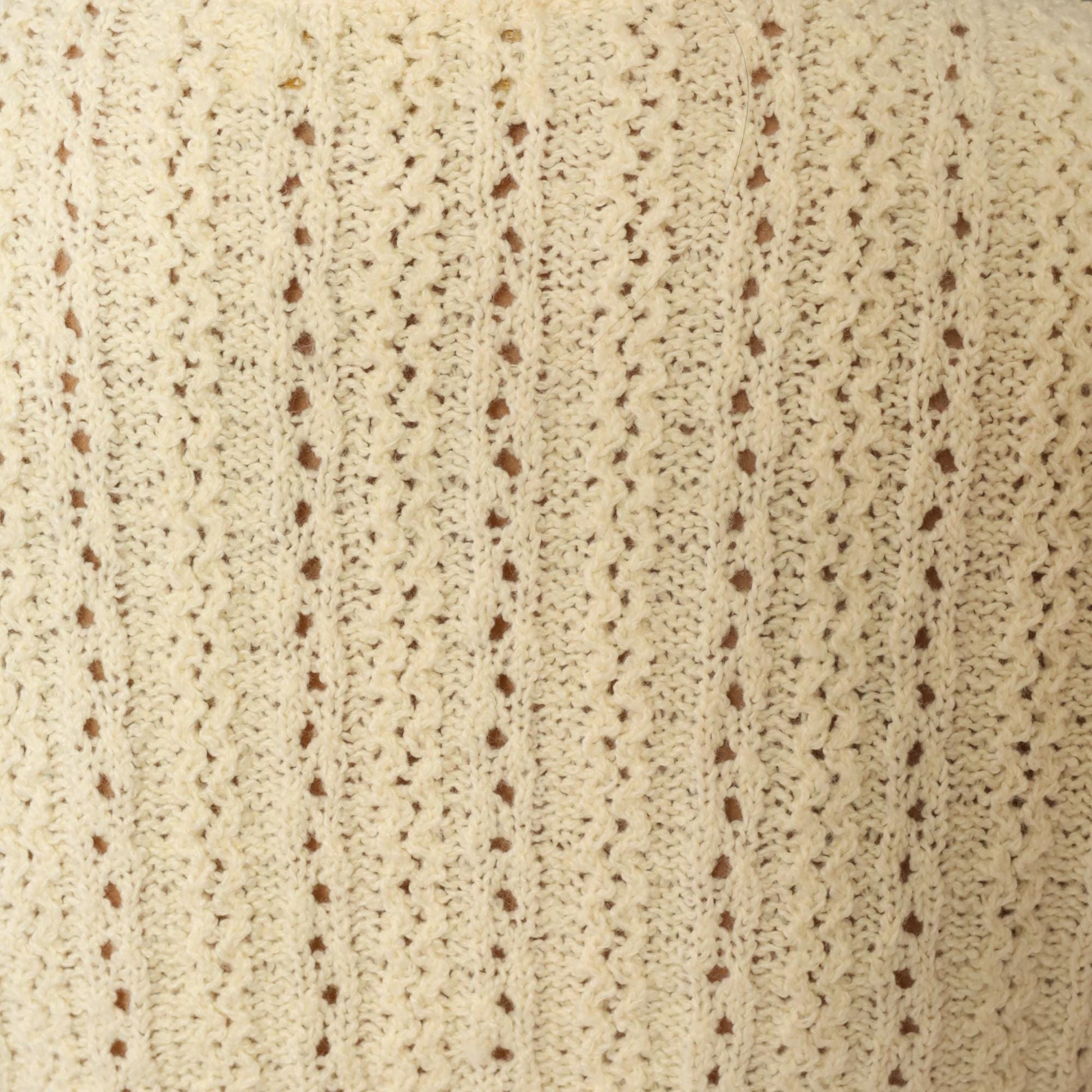 70s Cream Crochet Vest Pointelle Knit Sleeveless Cardigan Small S