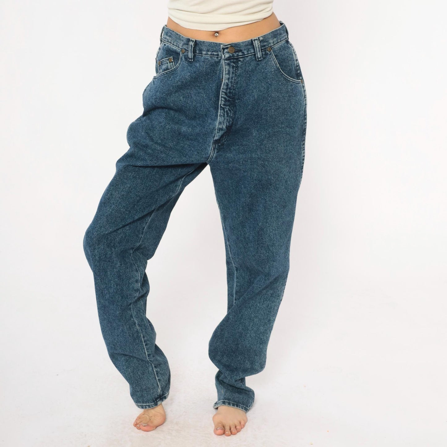 Y2K Wrangler High-Waisted Straight Leg Jeans Medium Blue Denim