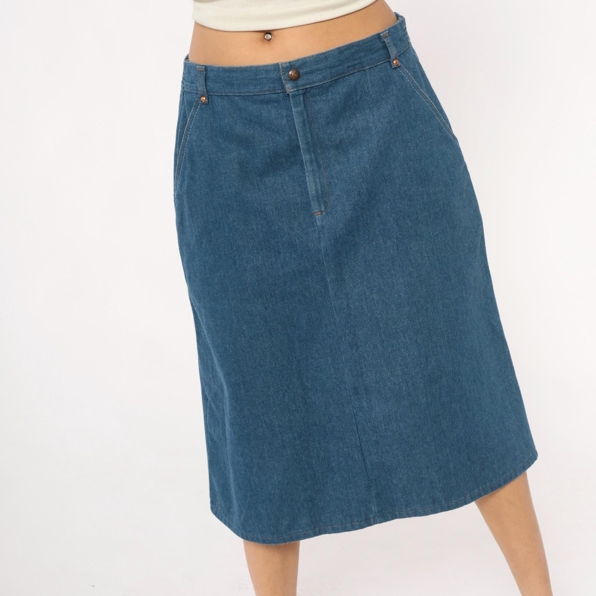 Levi's Medium Blue Denim Skirt High Waisted A-Line Medium M