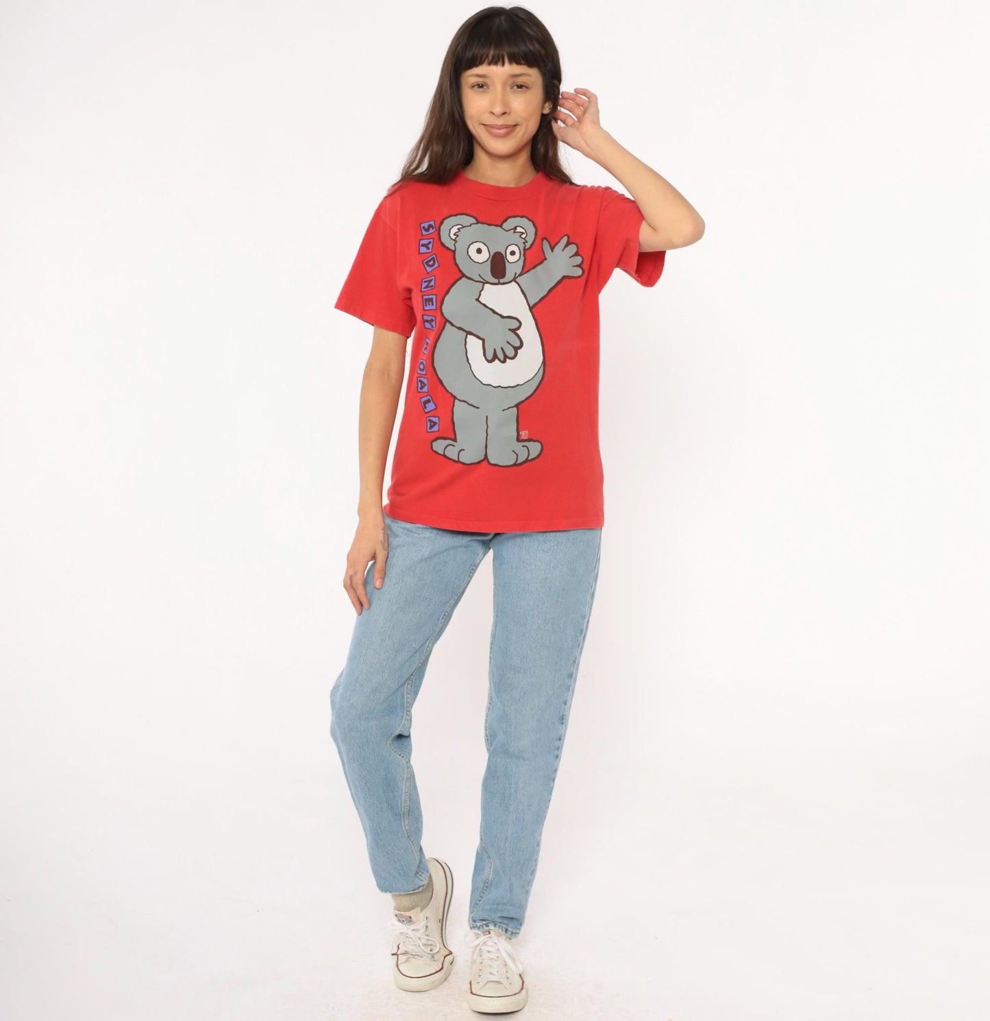 90s Sydney Koala Graphic Tee Red Cotton Cartoon Animal Tourist Medium M