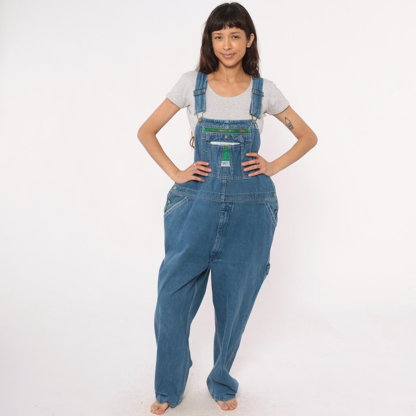 90s Liberty Overalls Medium Wash Denim Unisex Workwear Large L