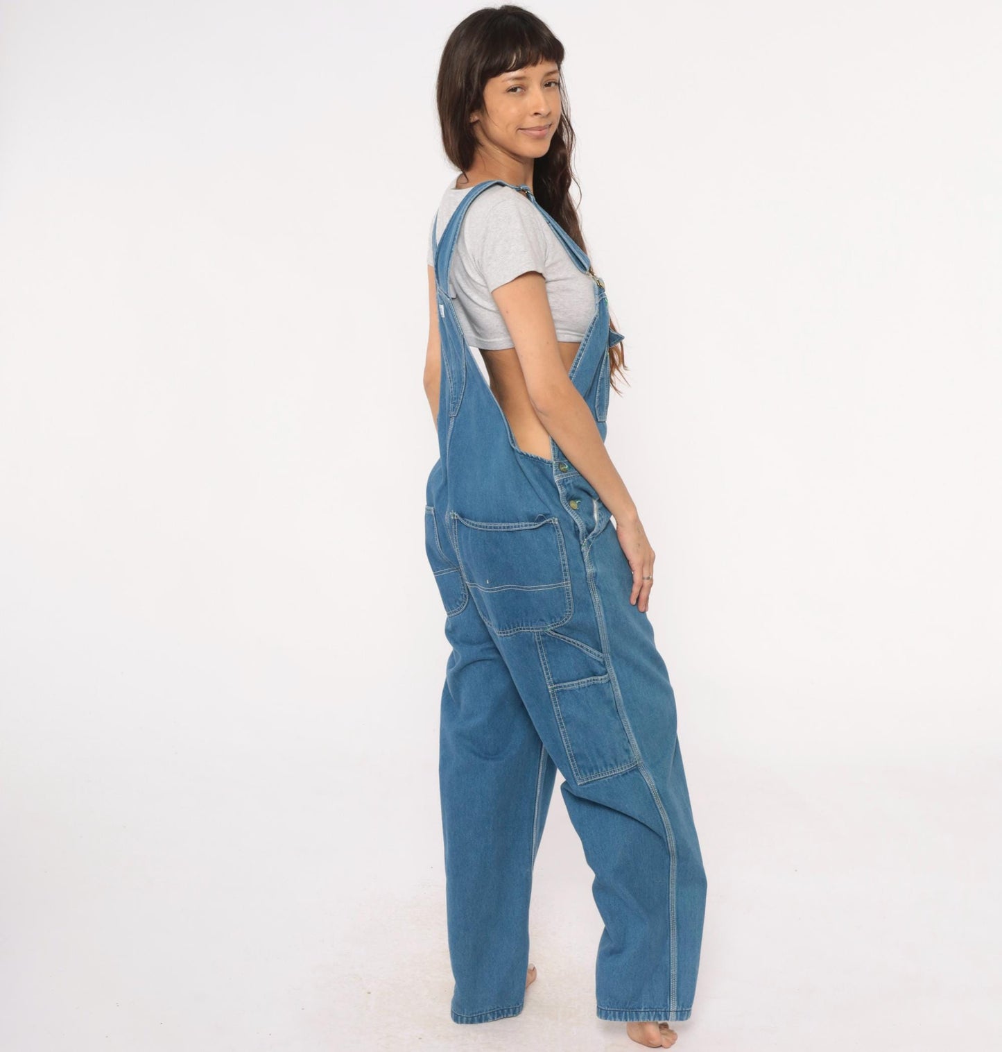 90s Liberty Denim Overalls Medium Blue Wide Leg Carpenter Unisex Small