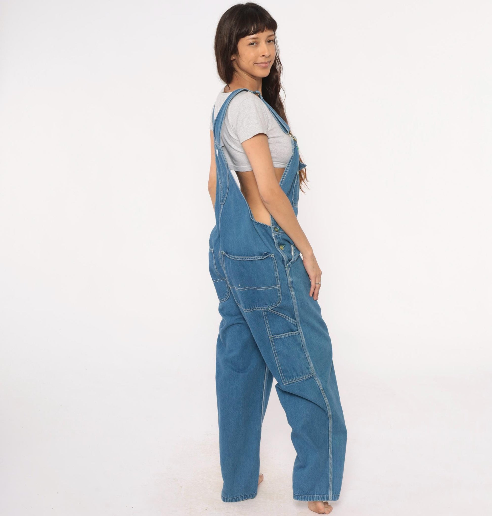 90s Liberty Denim Overalls Medium Blue Wide Leg Carpenter Unisex Small
